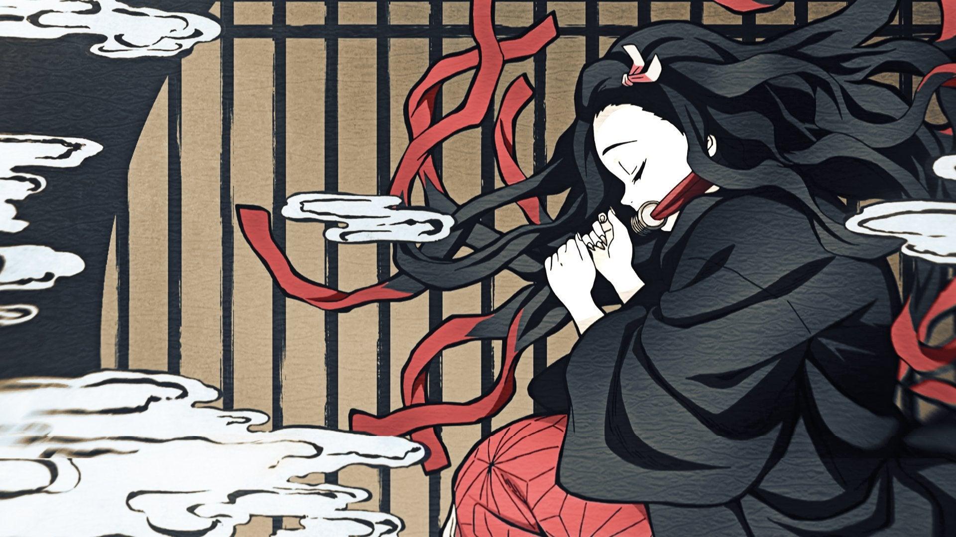 1920x1080 Nezuko wallpaper (recolored to fit the traditional Japanese painting color scheme) [1920x1080]