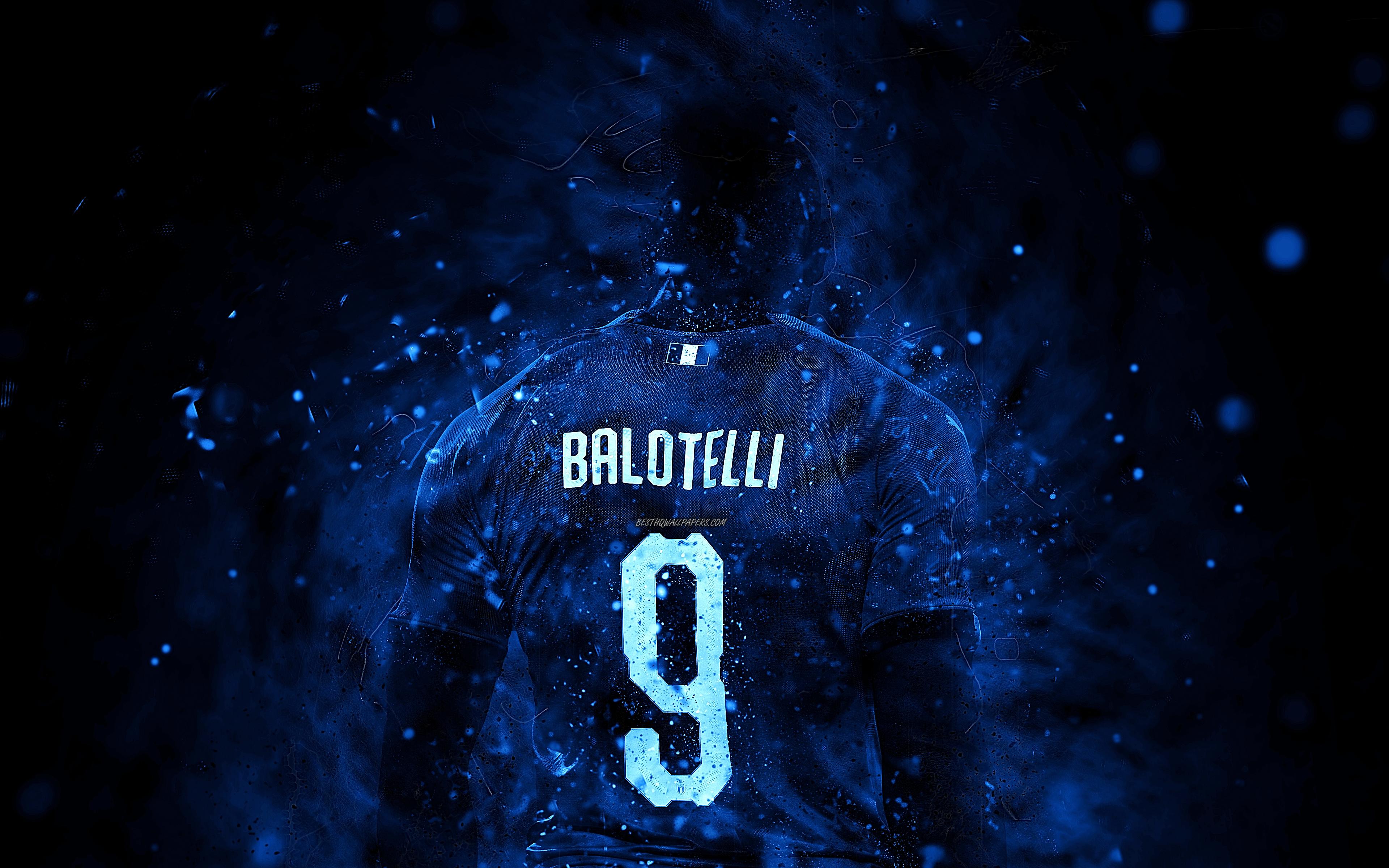 3840x2400 Download wallpaper Mario Balotelli, 4k, abstract art, Italian football team, soccer, Balotelli, footballers, darkness, Italy National Team for desktop with resolution 3840x2400. High Quality HD picture wallpaper