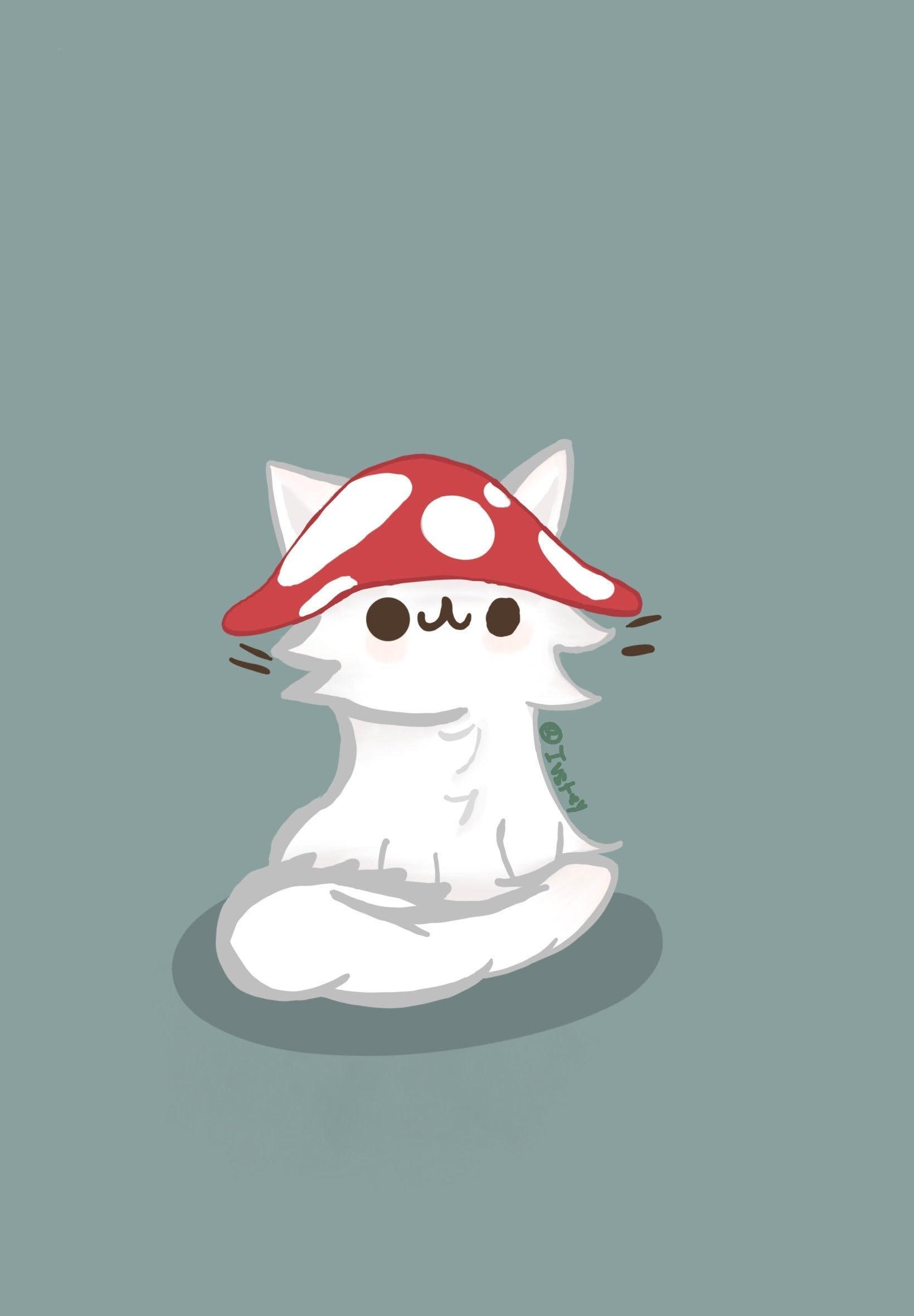 1640x2360 Mushroom Cat Wallpaper + Printable download!