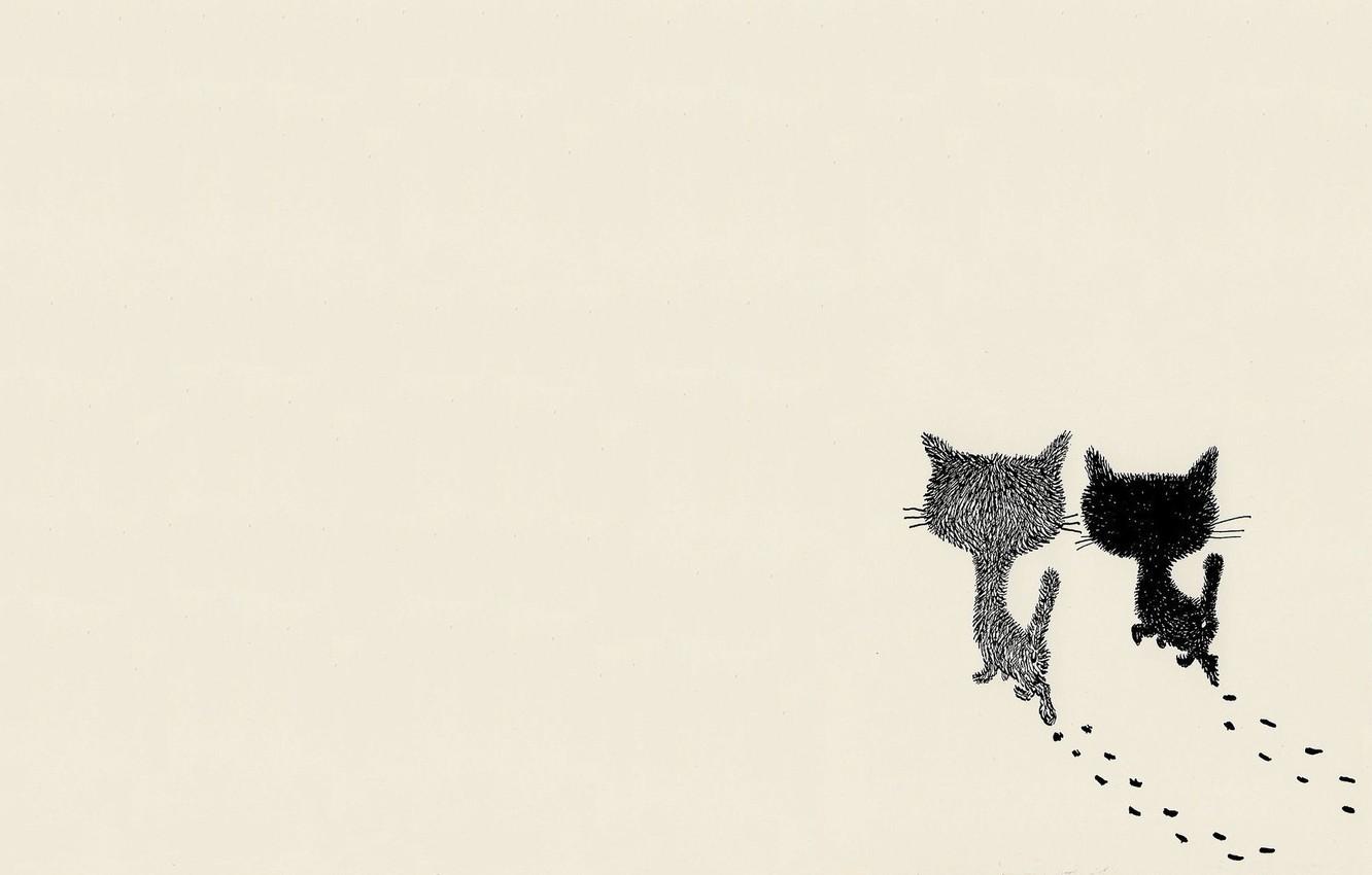 1332x850 Wallpaper cat, art, pair, walk image for desktop, section минимализм