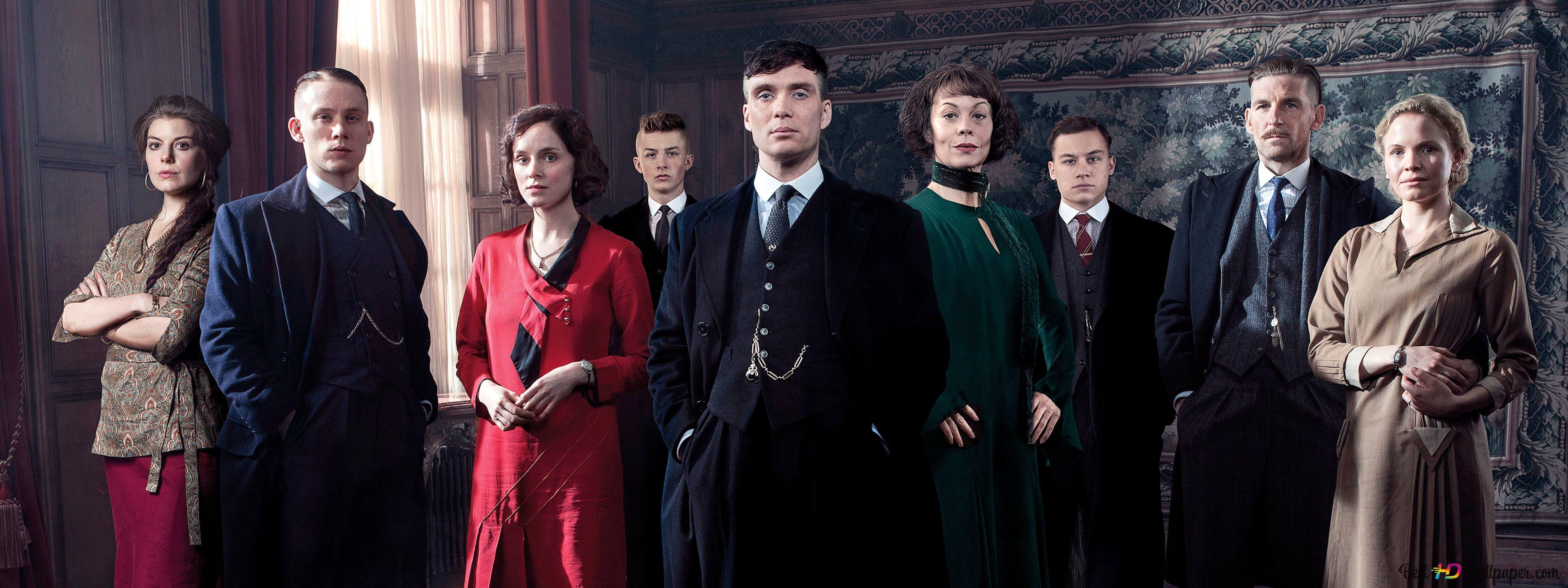 3840x1440 Peaky blinders series women and men famous characters together 4K wallpaper download