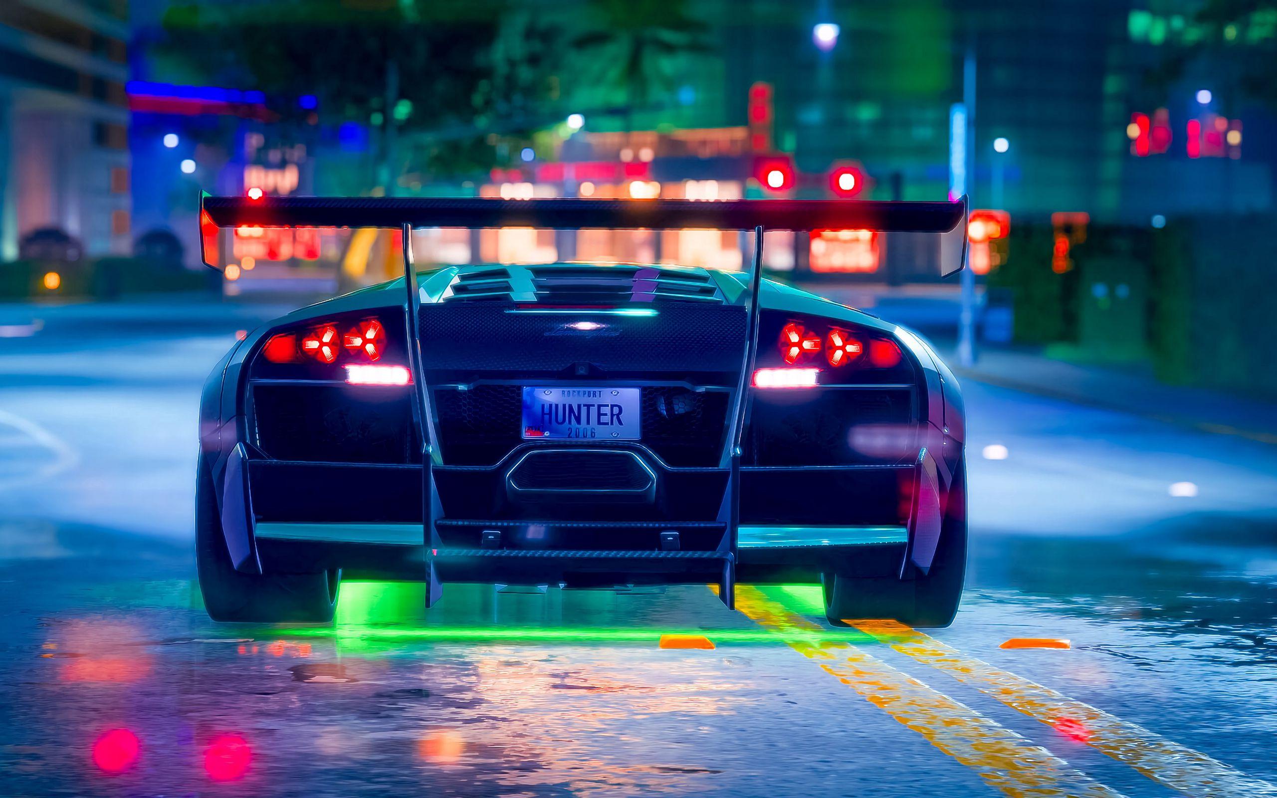 2560x1600 Download wallpaper 2560x1600 car, sportscar, neon, backlight, road widescreen 16:10 HD background