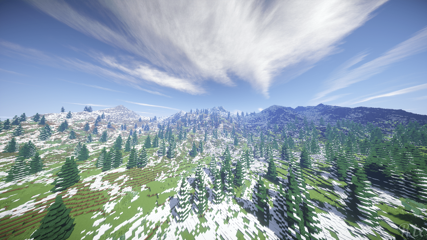 1366x768 Mountain Minecraft Snow Wallpaper:1366x768