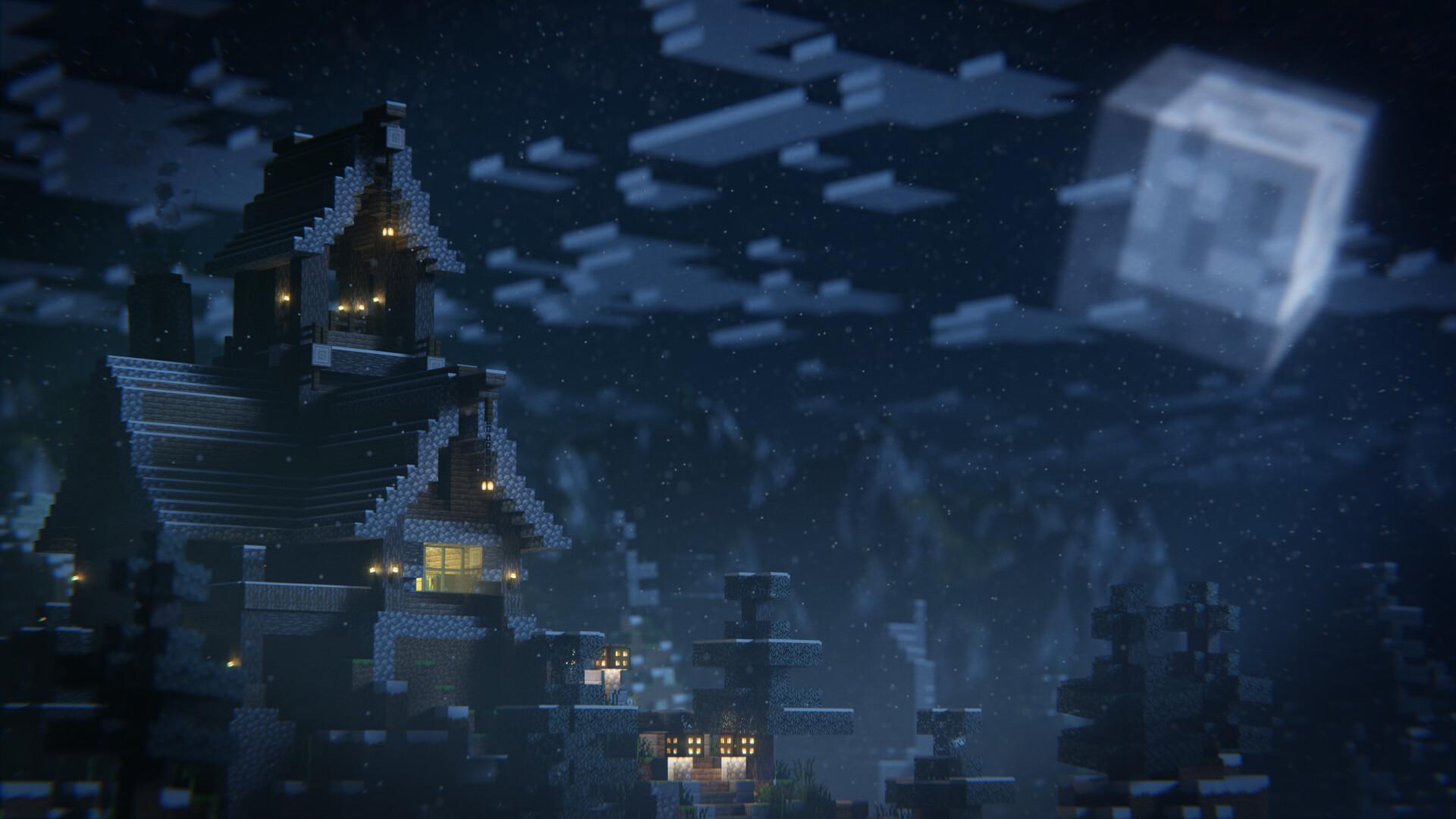 1920x1080 Winter Minecraft survival House