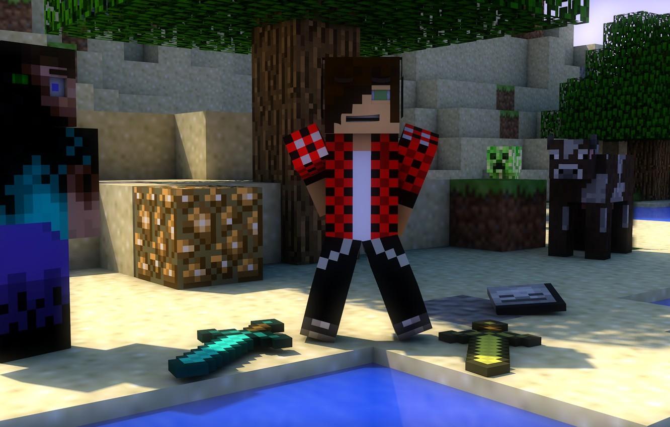 1332x850 Wallpaper pose, smile, cow, Minecraft, minecraft, anderstig image for desktop, section игры