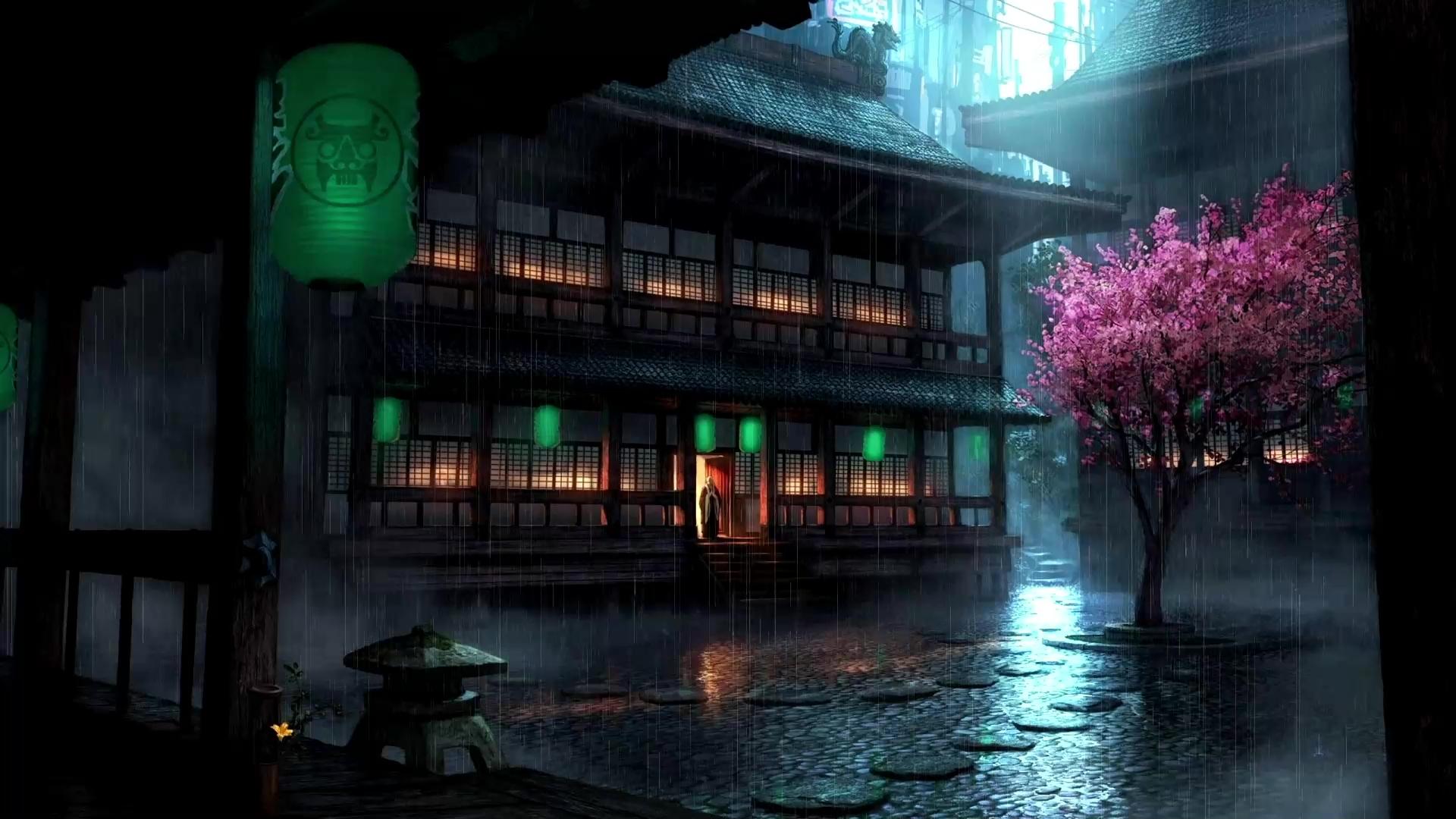 1920x1080 Rain In Japanese Village Live Wallpaper