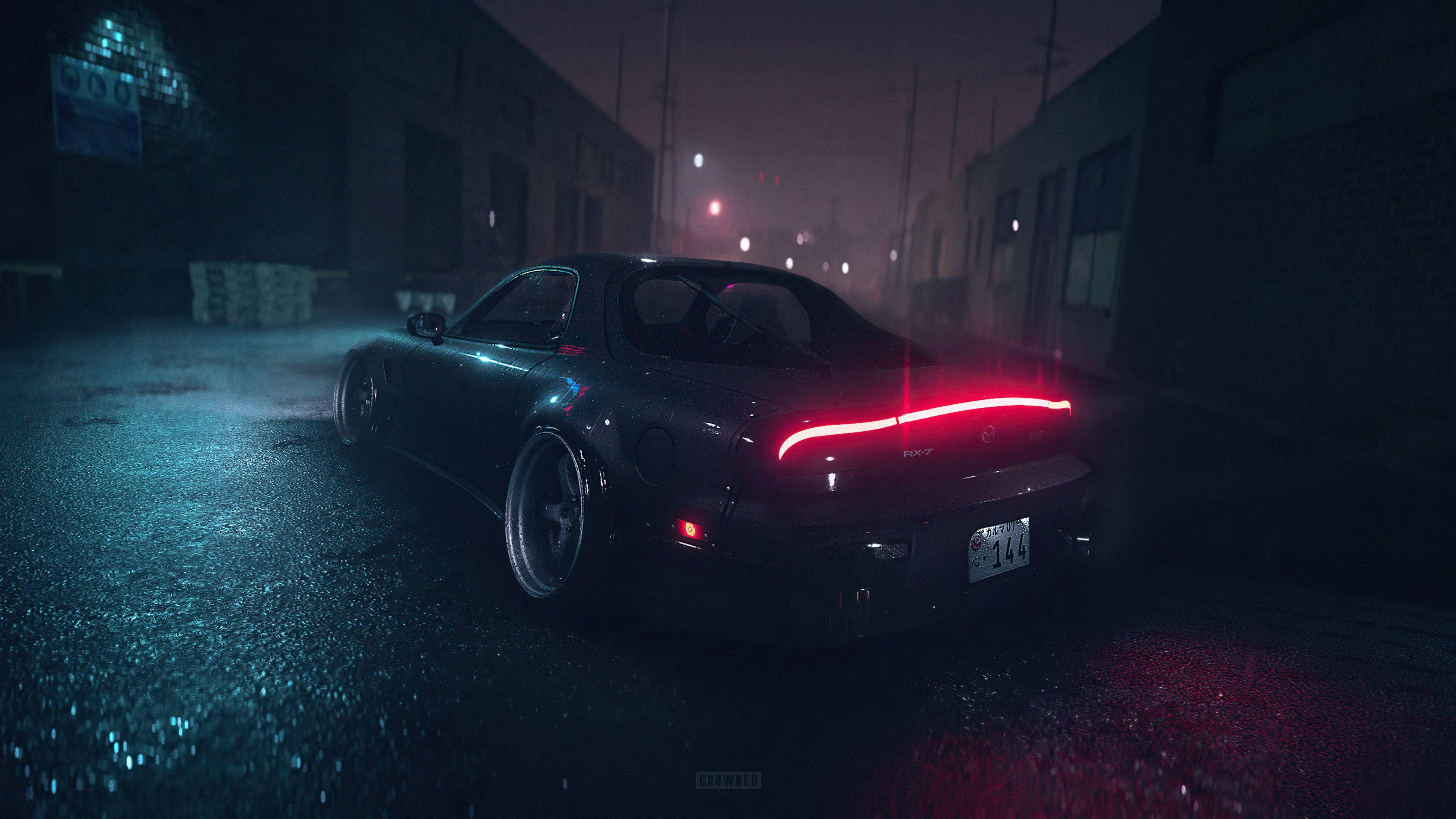 4096x2304 mazda rx7 need for speed rain 4k MacBook Air Wallpaper Download