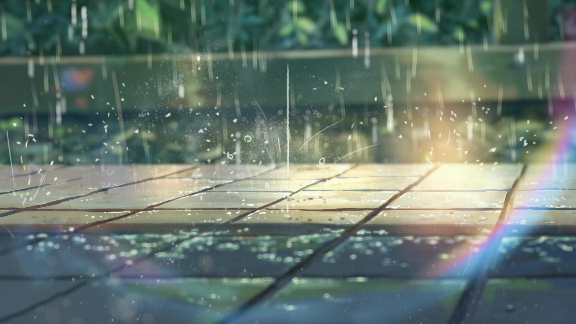 1920x1080 The Garden Of Words Summer Sunlight Rainbows Rain Pavements Makoto Shinkai Anime Wallpaper:1920x1080