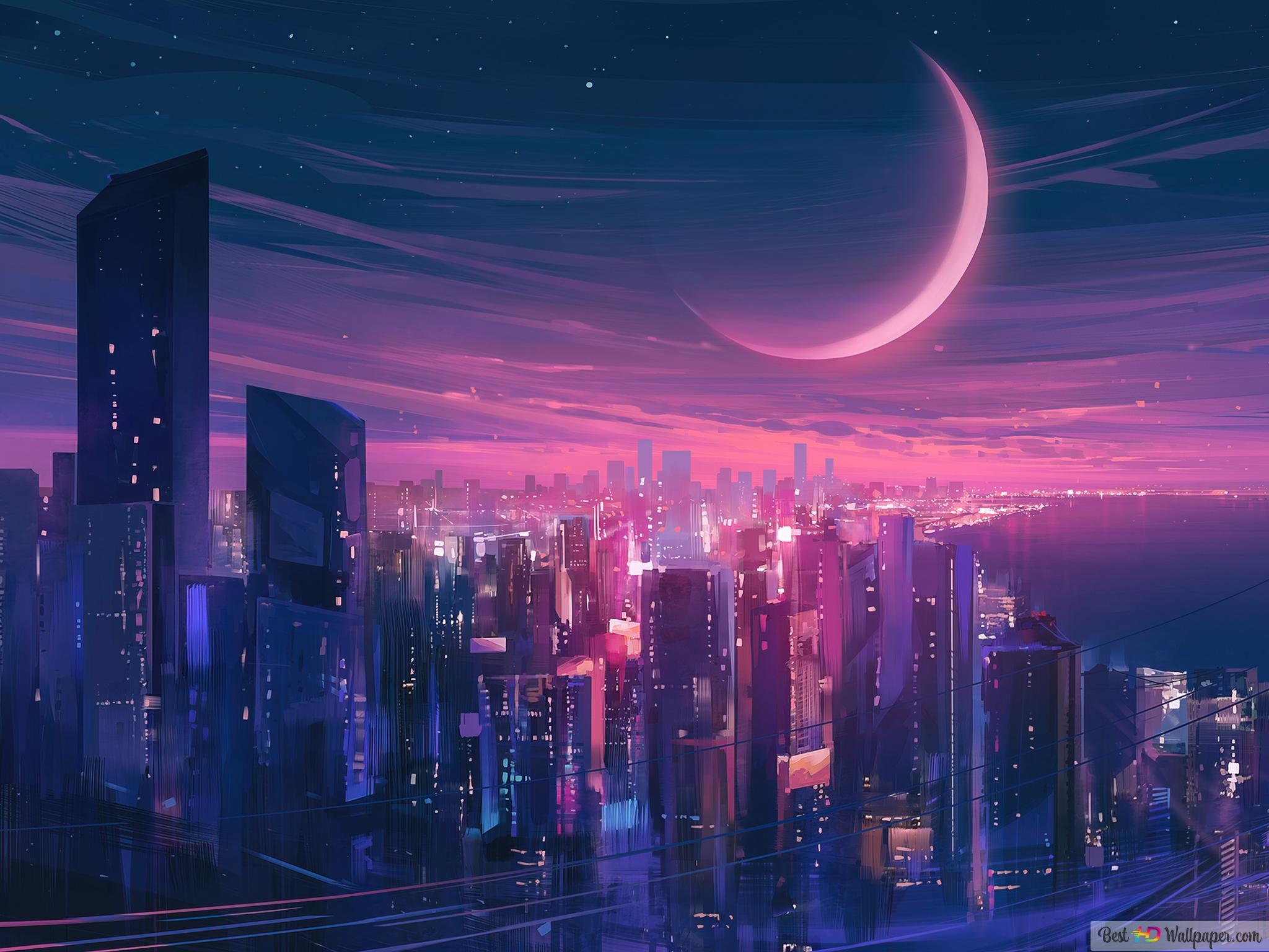 2048x1536 City Night Art 4K wallpaper download