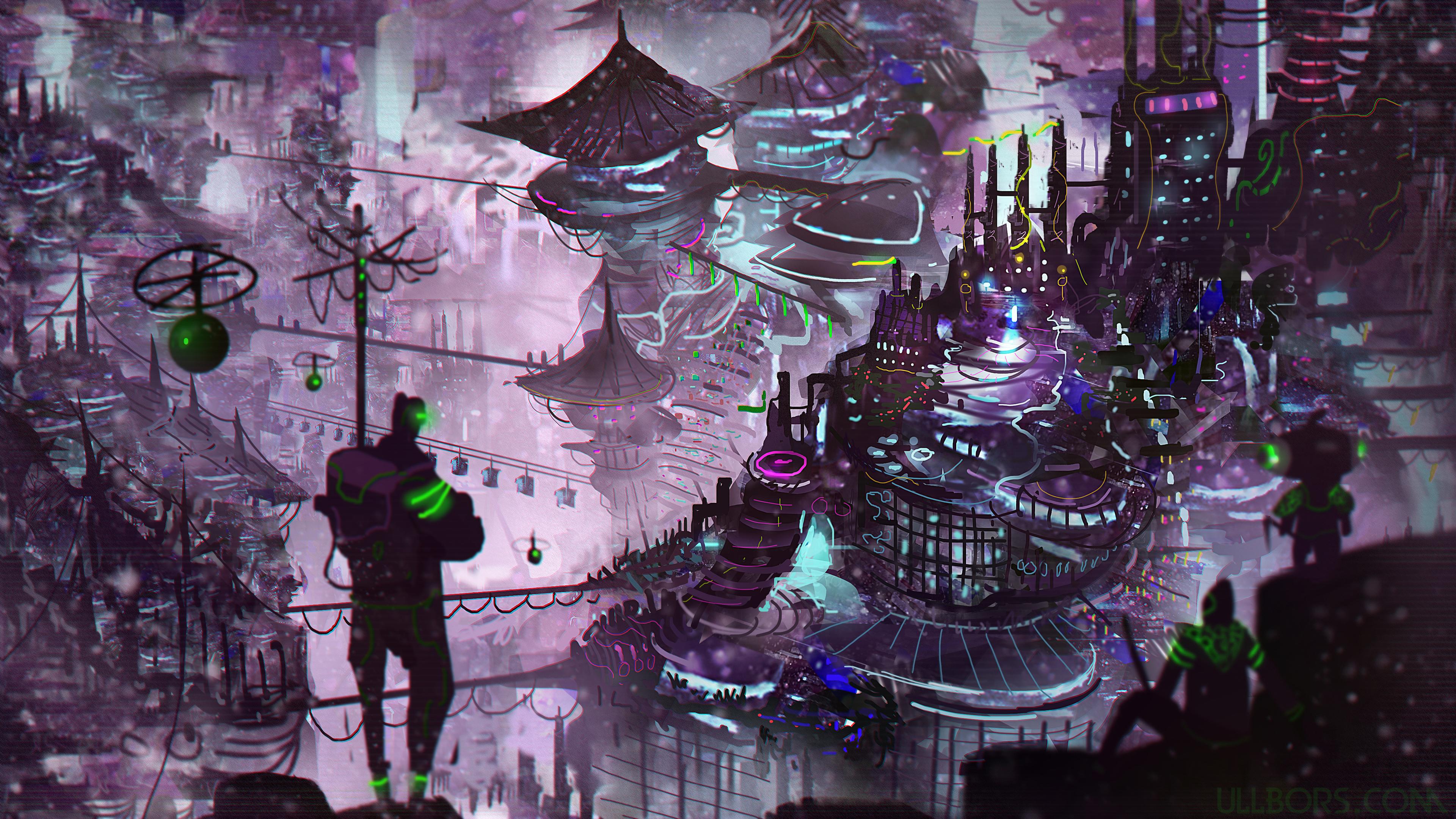 3840x2160 Wallpaper 4k Cityscape Illustration Digital Art 4k Wallpaper