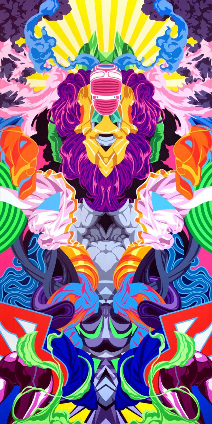 736x1472 Colorful, motley, psychedelic, animals, art wallpaper. Art wallpaper, Abstract painting, Abstract art painting