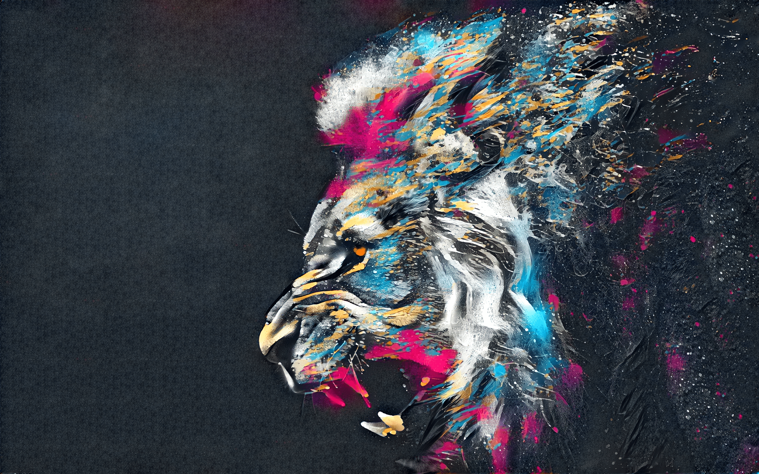 2560x1600 painting, illustration, animals, lion, wildlife, ART, color, modern art, psychedelic art Gallery HD Wallpaper