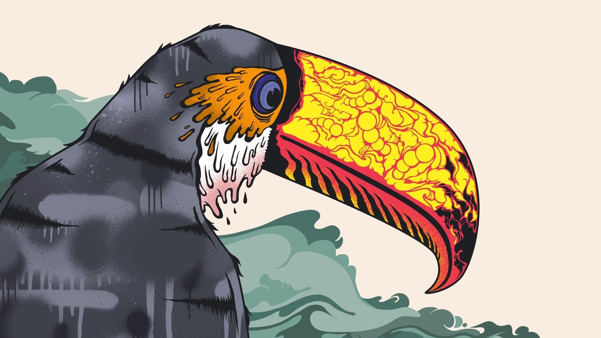 1920x1080 toucans, Art, Psychedelic, Color, Vector, Animals, Birds, Tropical, Bright Wallpaper HD / Desktop and Mobile Background