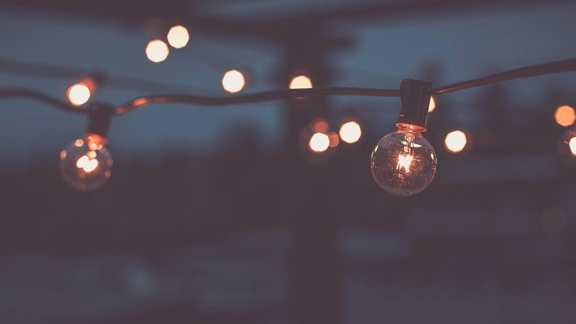 1920x1080 Download Indie Aesthetic Laptop Light Bulbs At Night Wallpaper