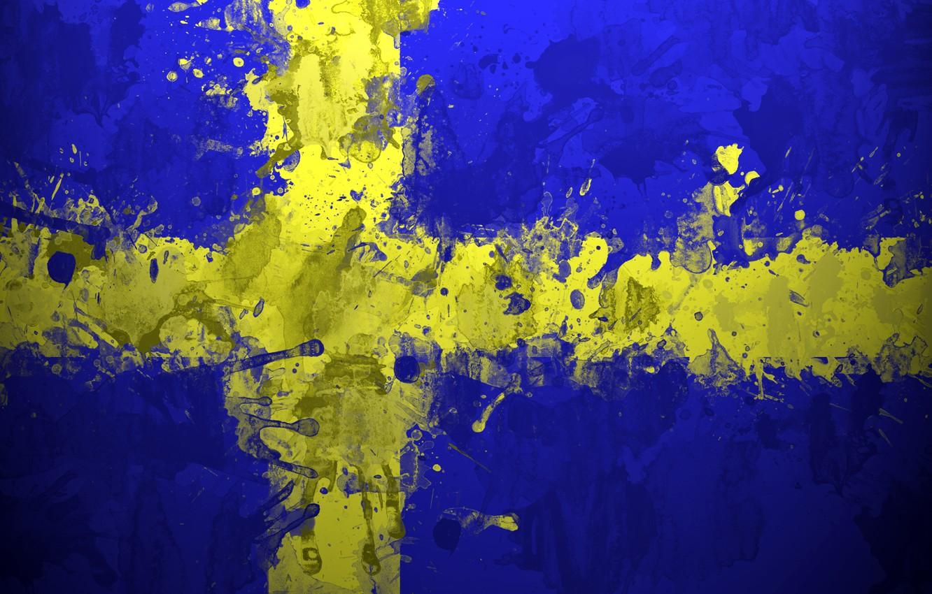 1332x850 Wallpaper paint, flag, Sweden, Sweden, Sverige image for desktop, section текстуры