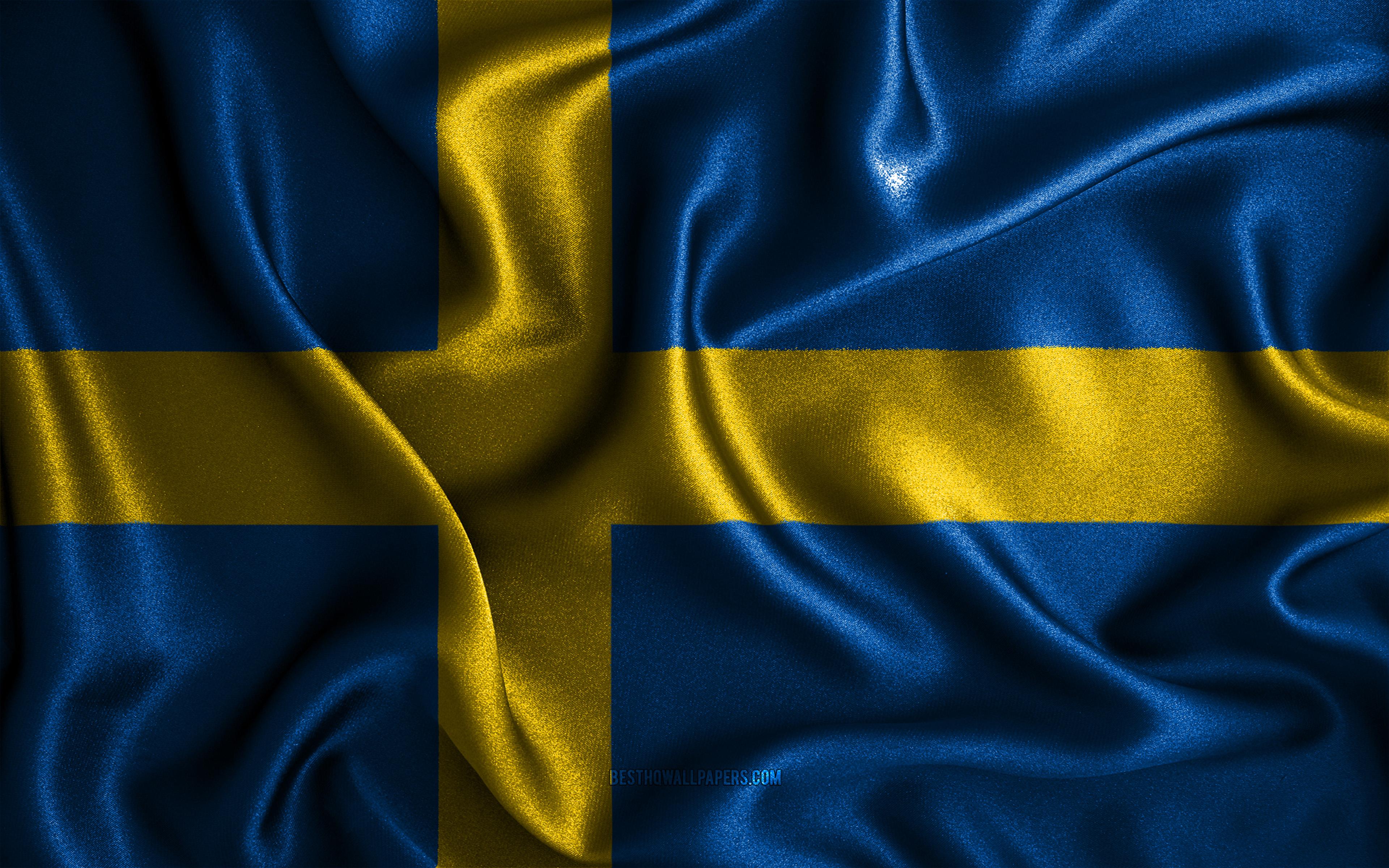 3840x2400 Download wallpaper Swedish flag, 4k, silk wavy flags, European countries, national symbols, Flag of Sweden, fabric flags, Sweden flag, 3D art, Sweden, Europe, Sweden 3D flag for desktop with resolution 3840x2400. High