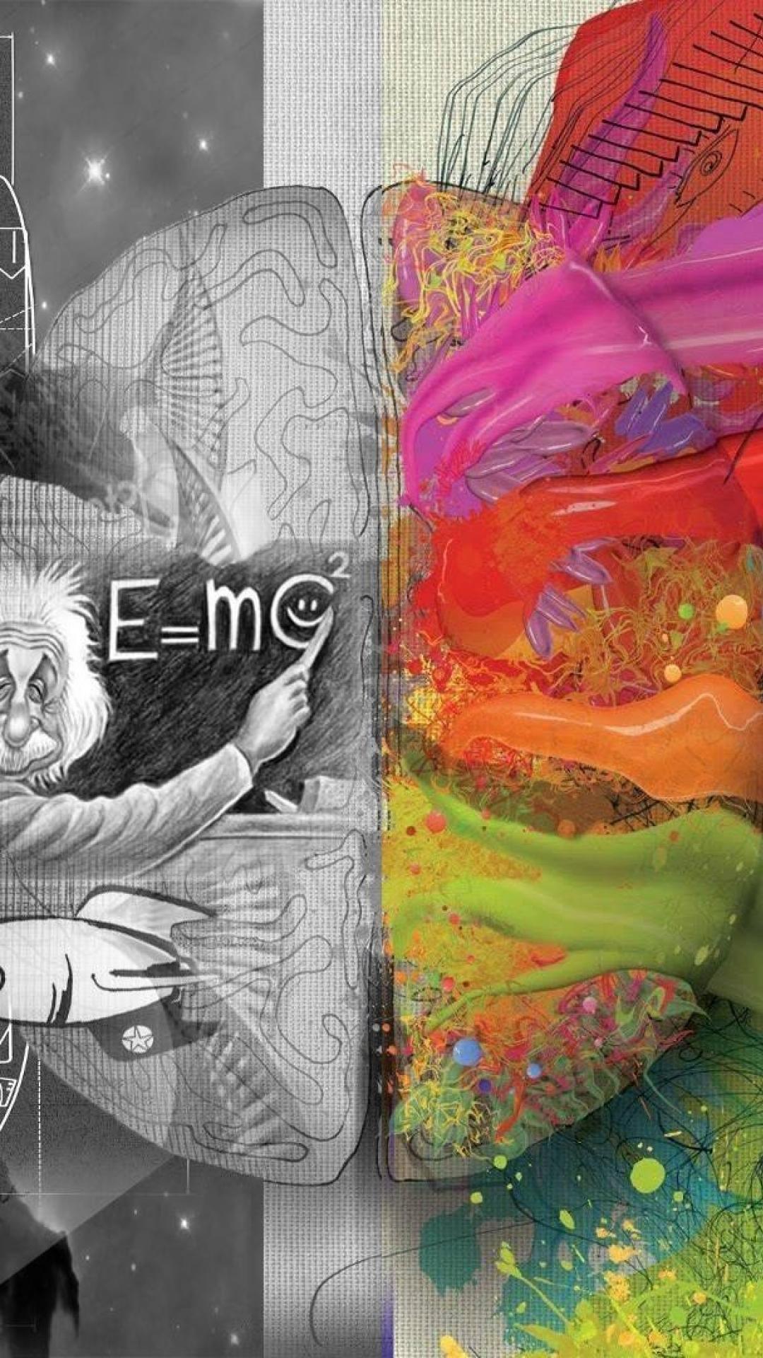 1080x1920 Albert einstein artistic brain colors creativity wallpaper