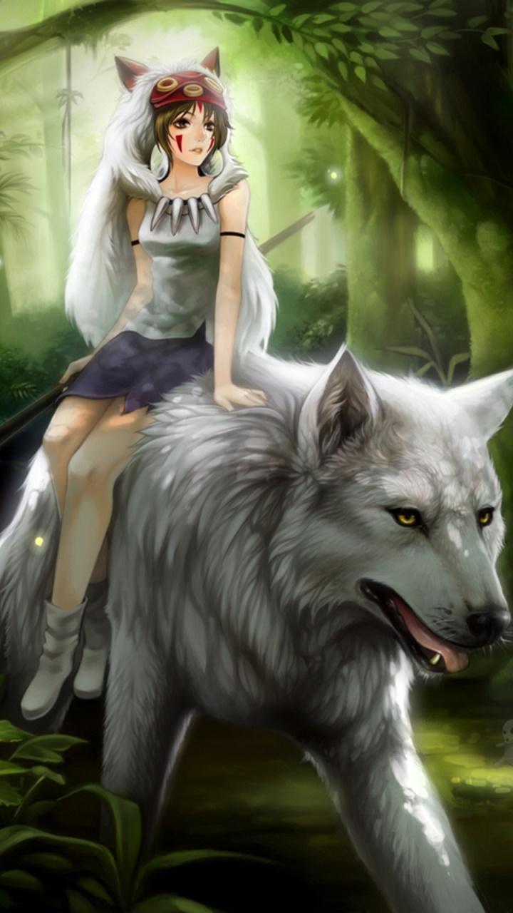 720x1280 Wallpaper / Anime Princess Mononoke Phone Wallpaper, Forest, Wolf, Magic, 720x1280 free download