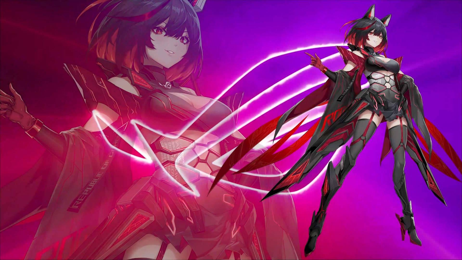 1920x1080 Download ASUS ROG 4K Gaming Anime Girl With Logo Wallpaper