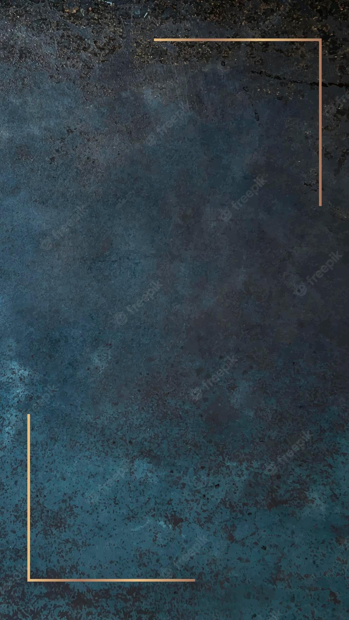 1125x2000 Premium Vector. Gold frame on grunge blue mobile phone wallpaper vector
