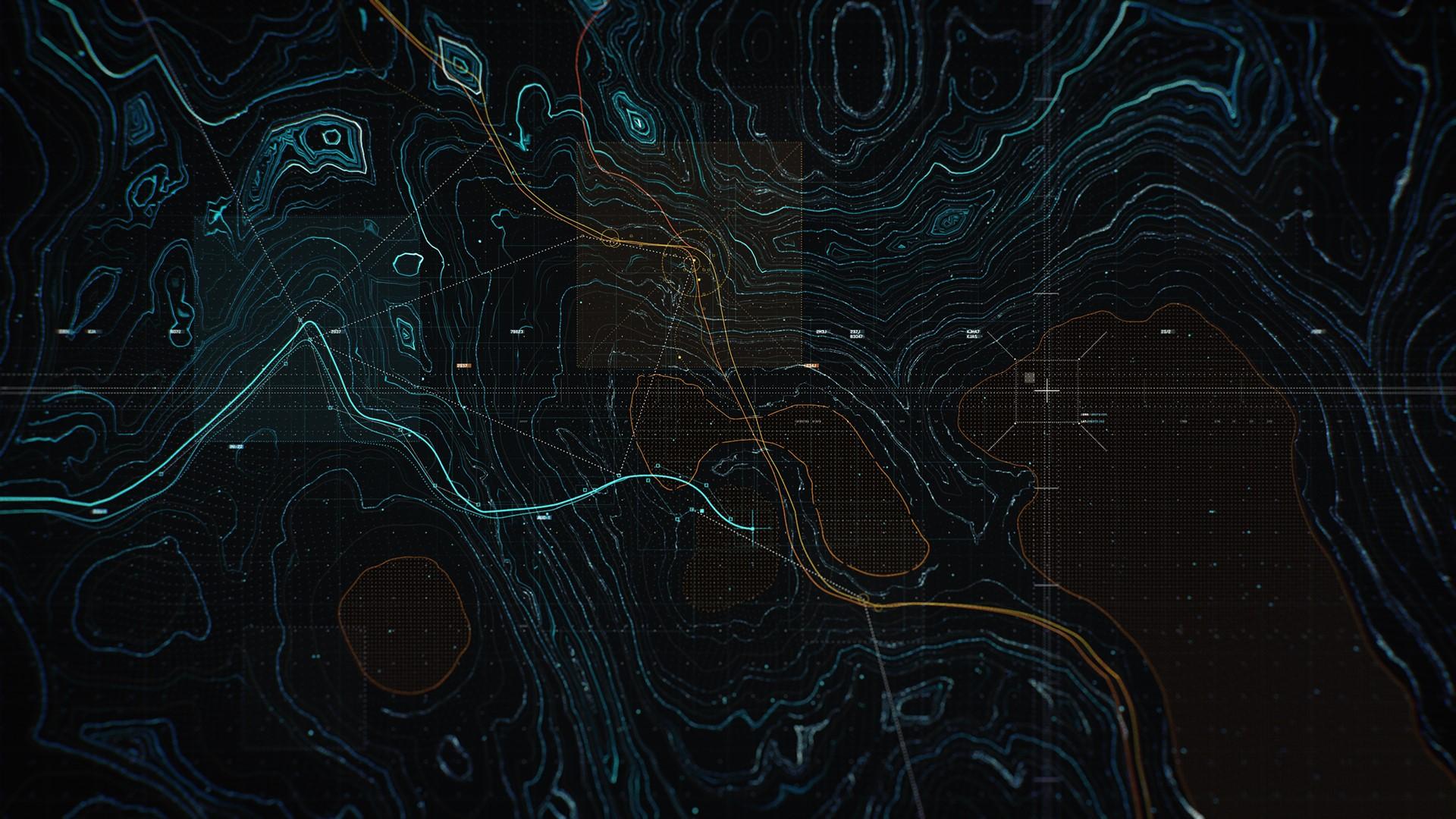 1920x1080 lines, blue, radar, abstract, map, digital art Gallery HD Wallpaper