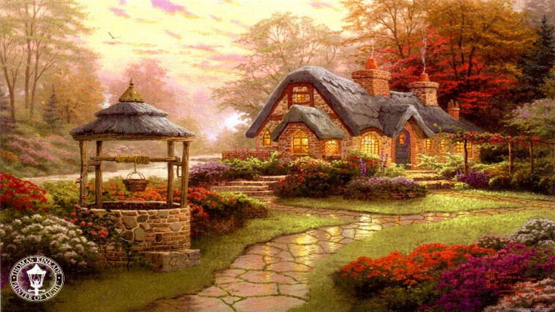 1920x1080 Thomas Kinkade Fall Wallpaper