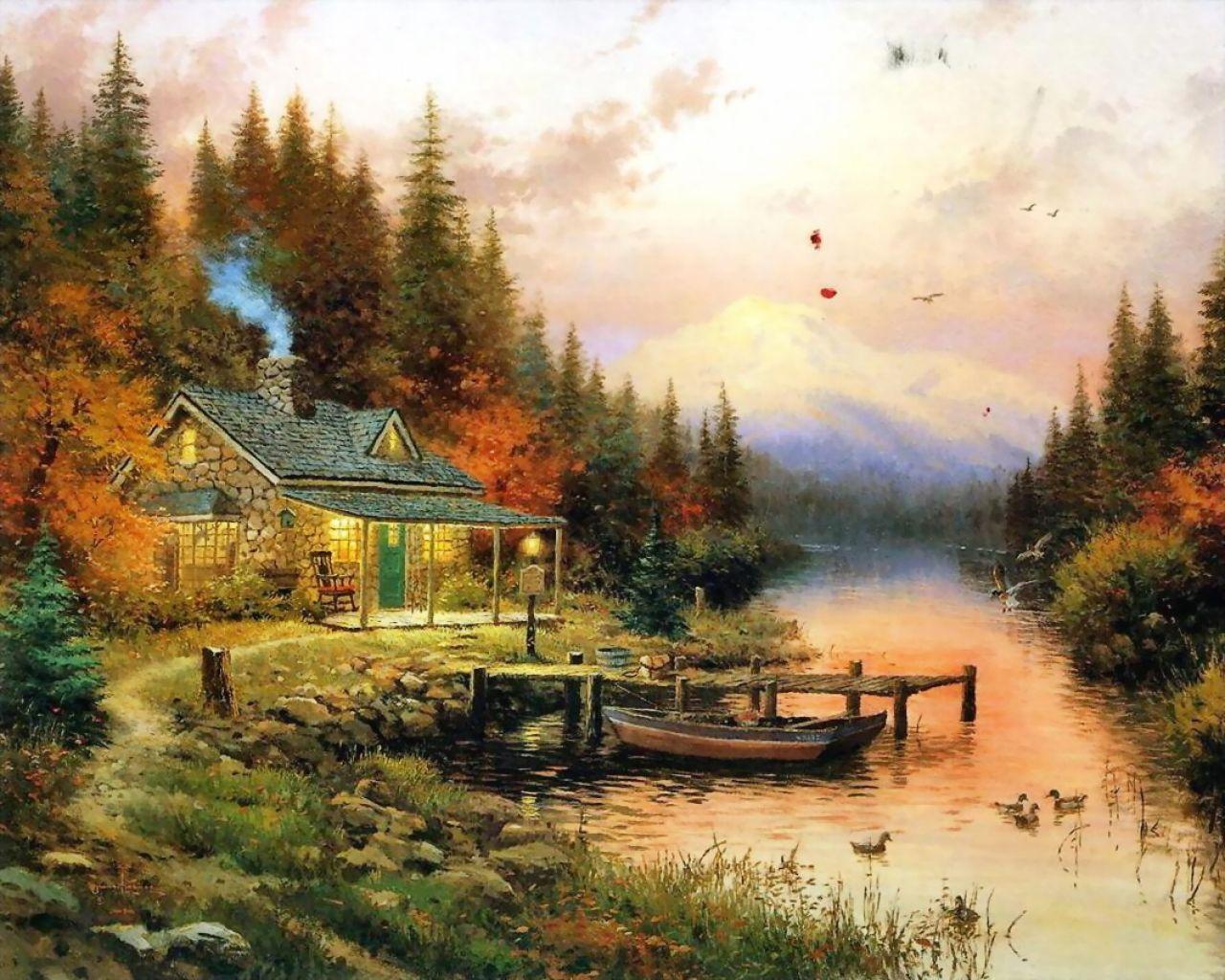 1280x1024 Thanksgiving Village Wallpaper