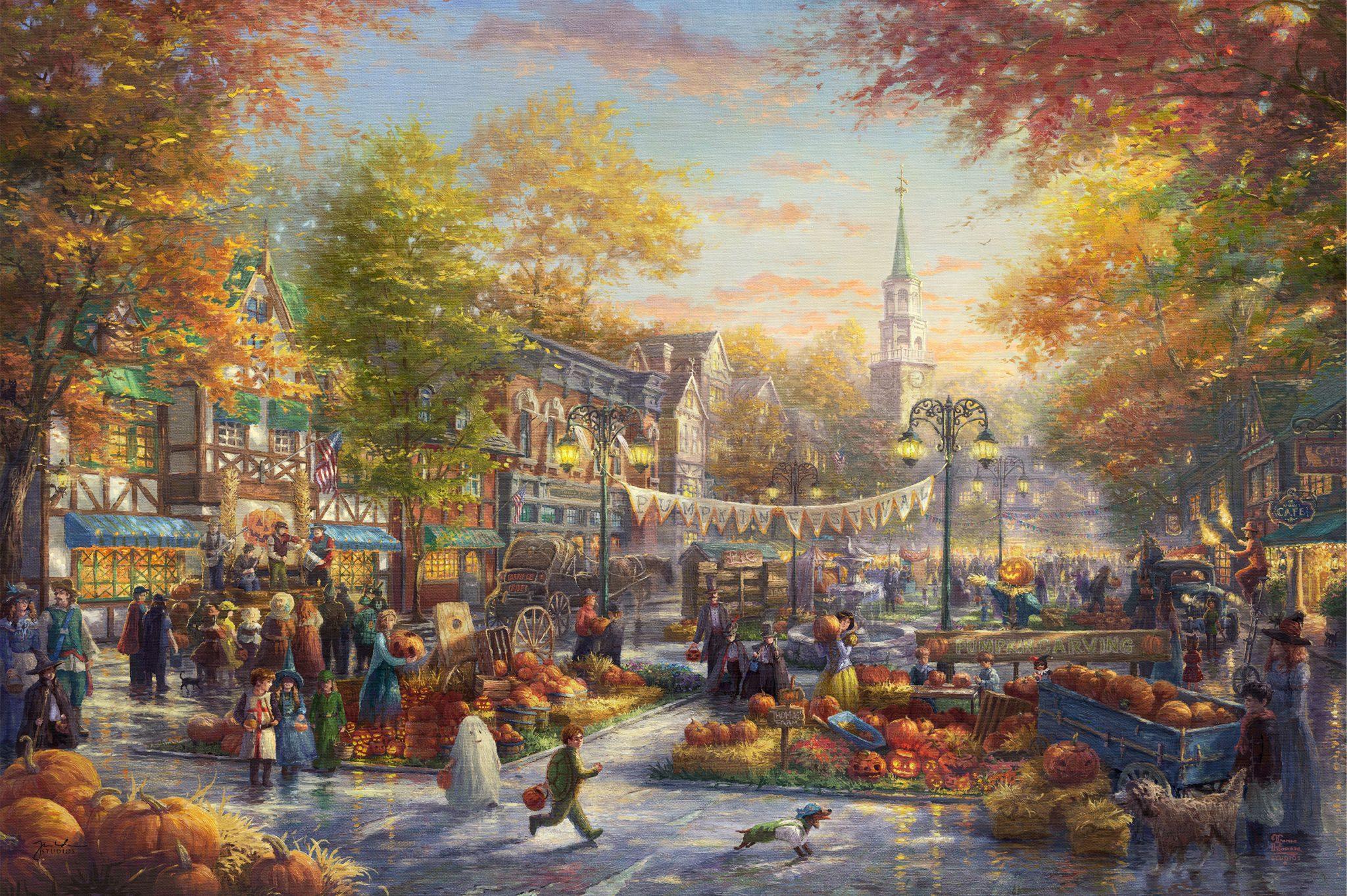 2048x1363 The Pumpkin Festival Edition Canvas Kinkade Studios