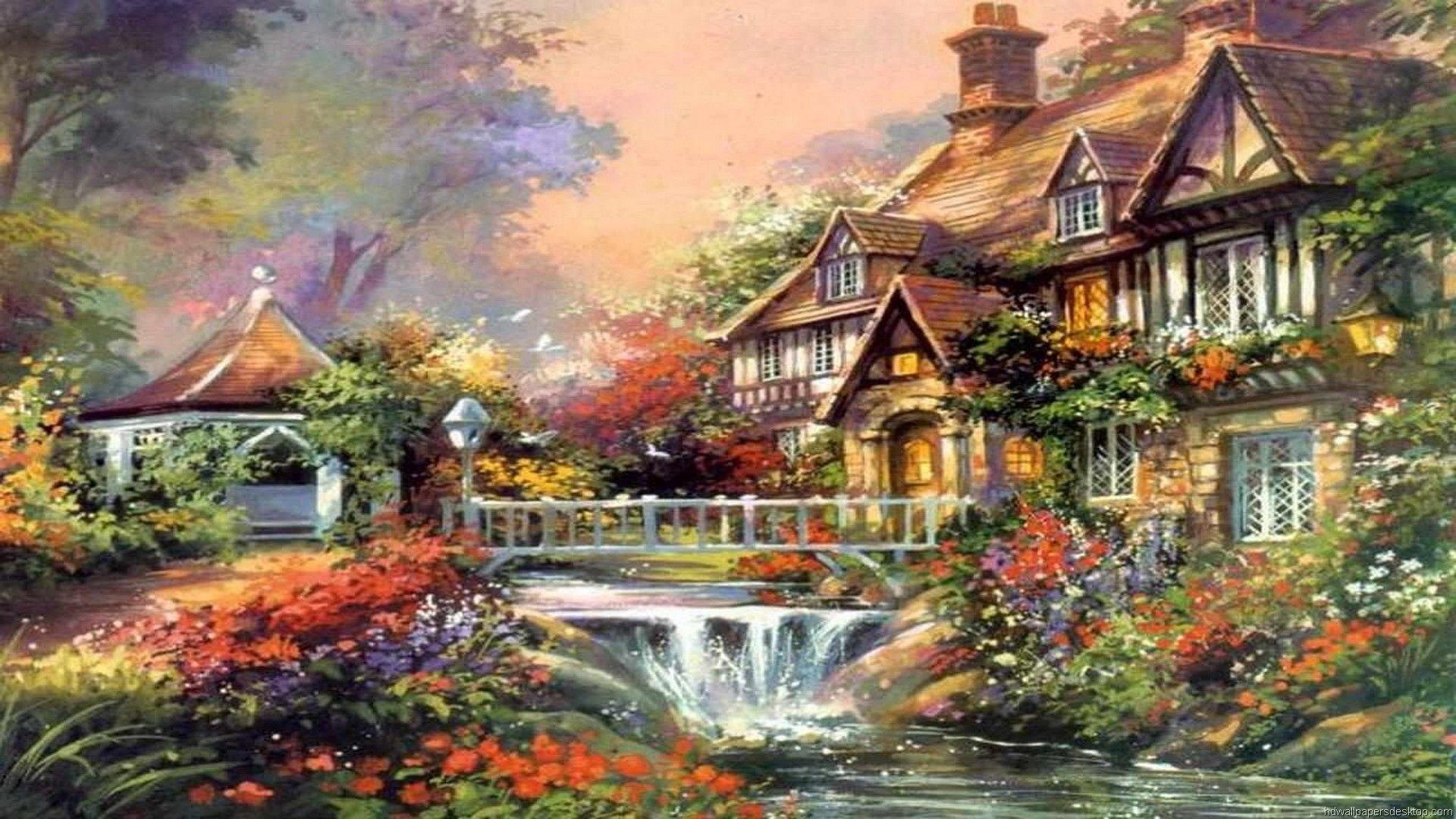 1920x1080 Kinkade Painting Wallpaper