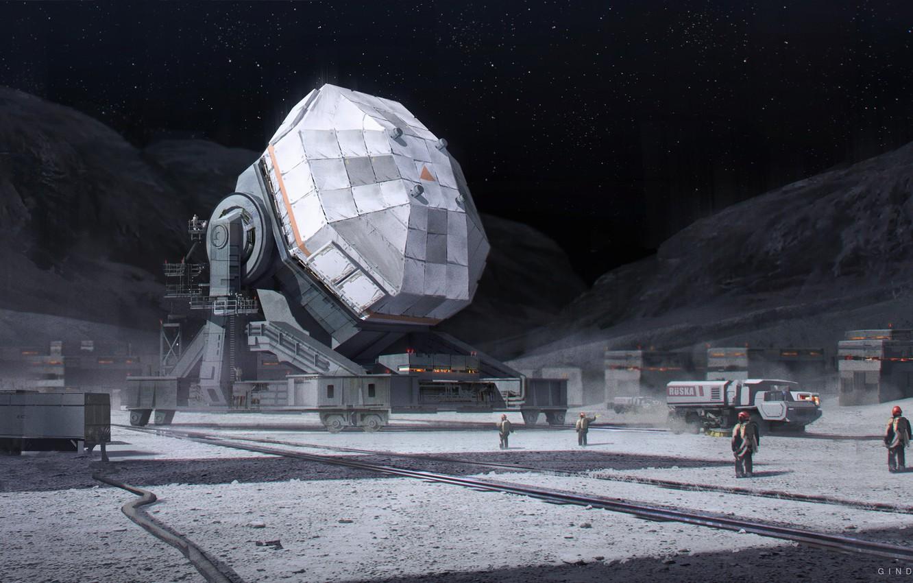 1332x850 Wallpaper mountains, object, staff, space radar, Space Radome image for desktop, section фантастика