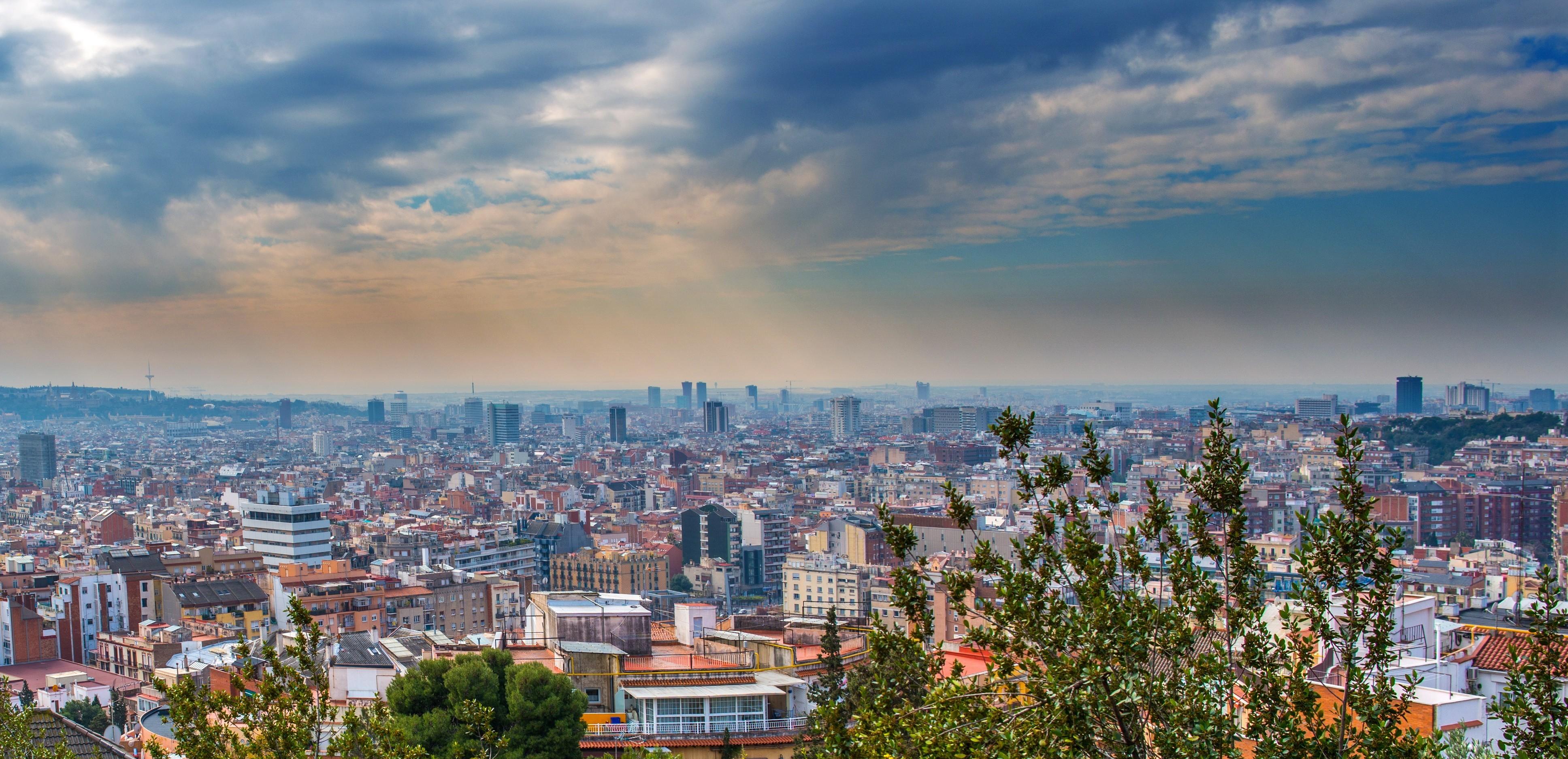 3872x1875 Stunning Barcelona Skyline Wallpaperx1875