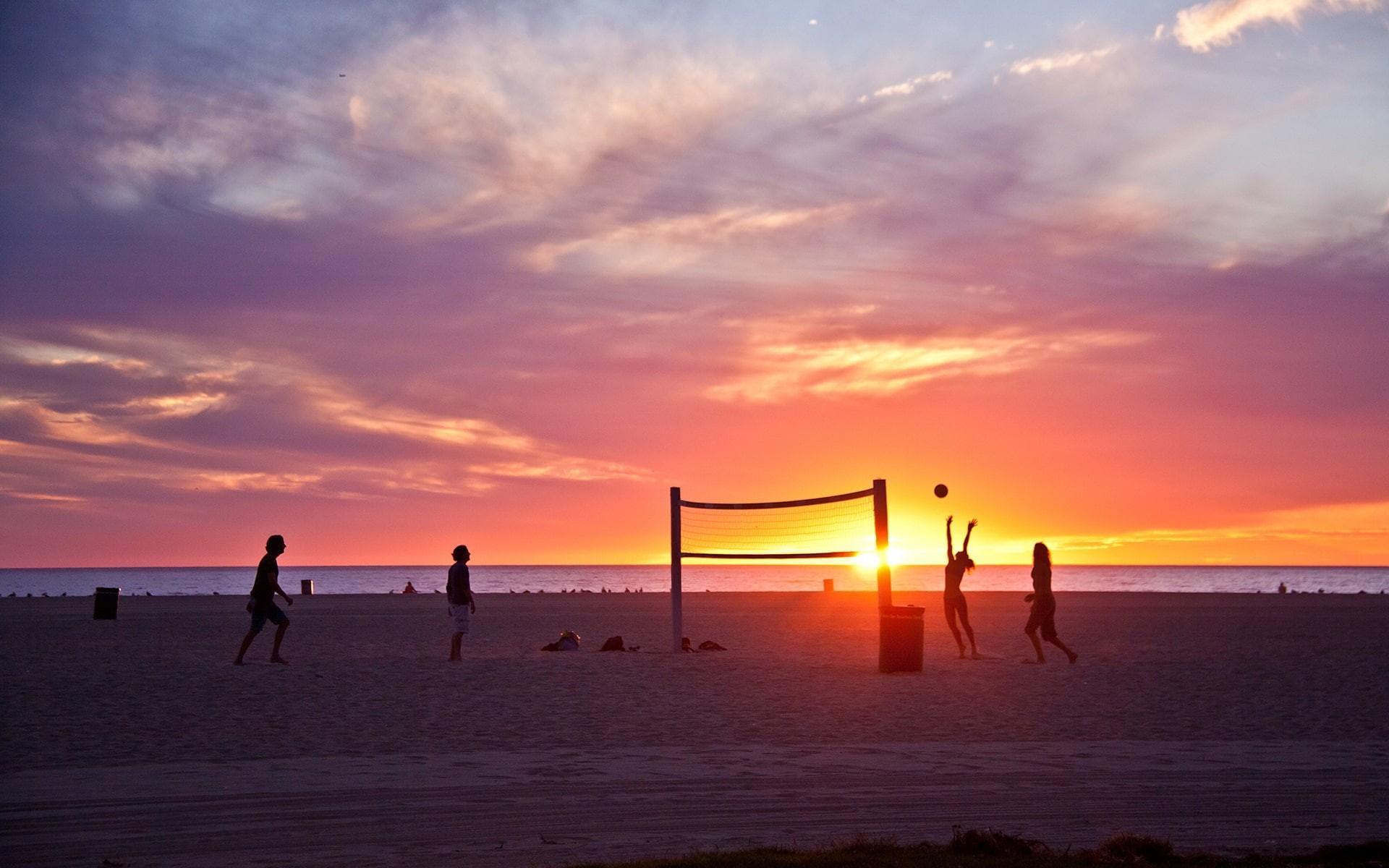 1920x1200 Wallpaper / Angeles, Venice, Beach, Sunset, 1080P, California, Volleyball, los, People, USA free download