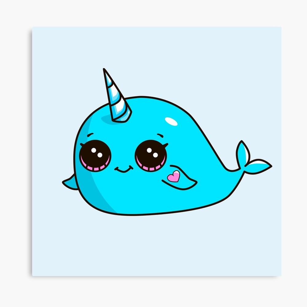 1000x1000 Baby Narwhal pattern Metal Print