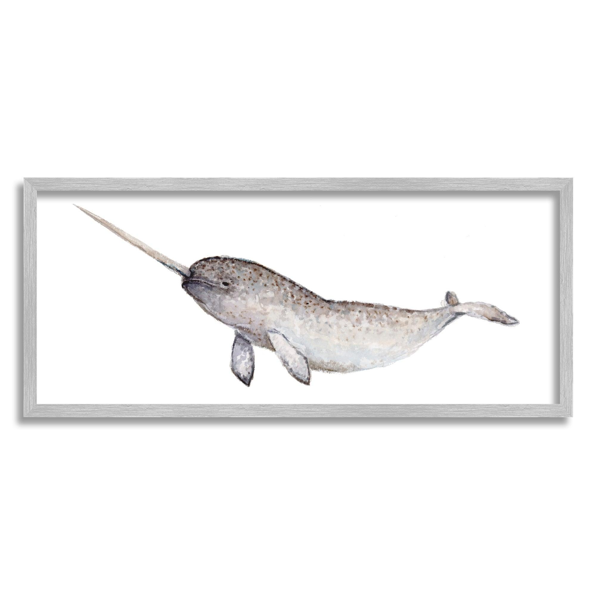 2000x2000 Stupell Industries Baby Narwhal Watercolor Painting Childrenundefineds Nursery Aquatic Animal Framed Wall Art