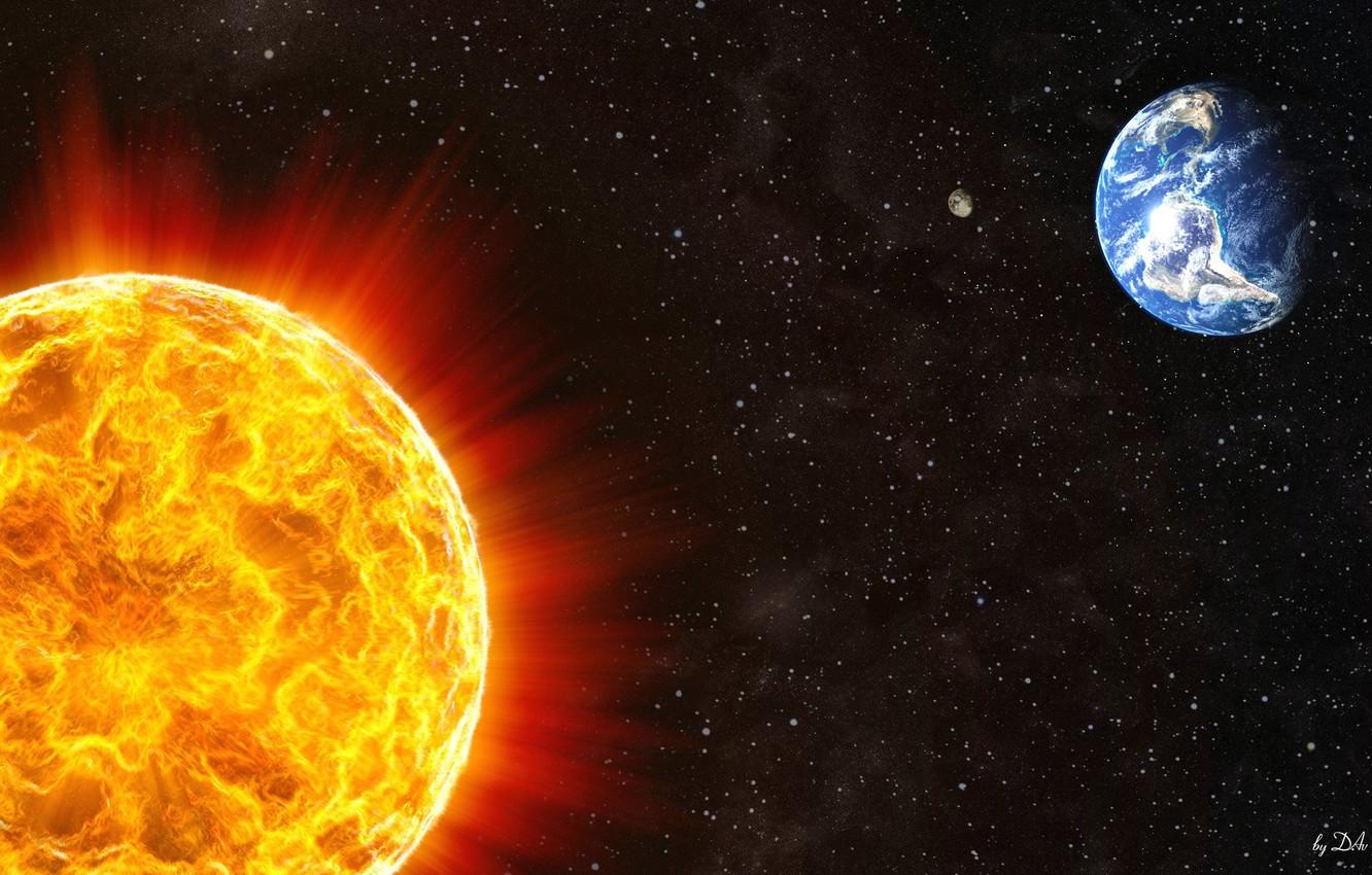 1332x850 Wallpaper the sun, space, stars, earth image for desktop, section космос