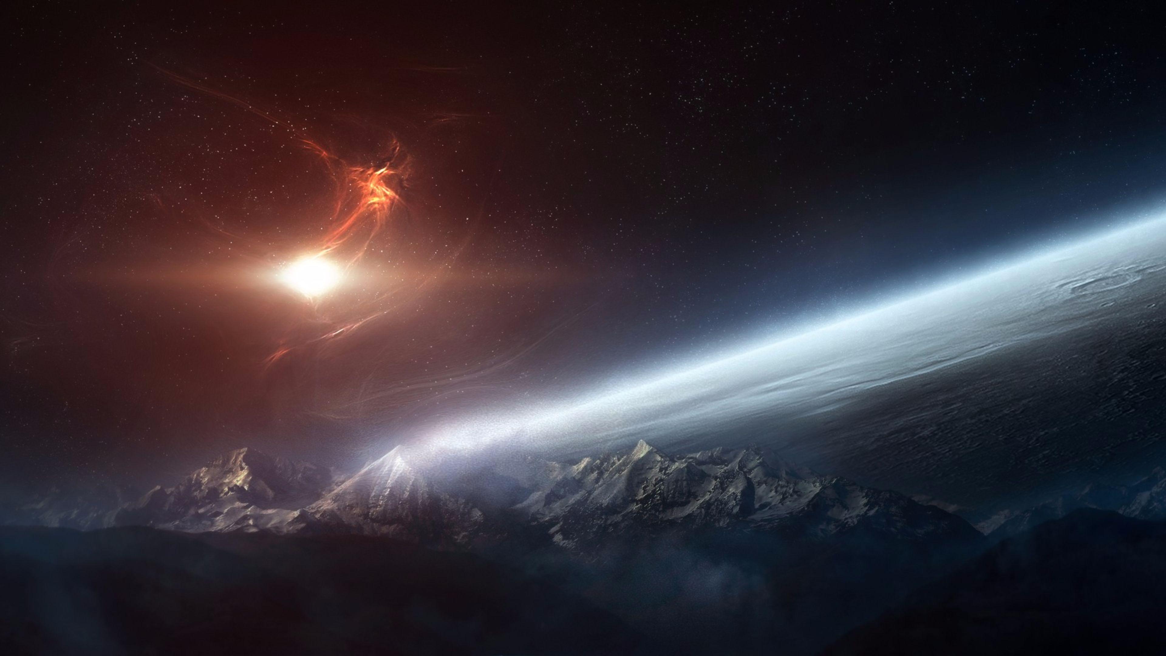 3840x2160 Sun Shining From Space 4K wallpaper