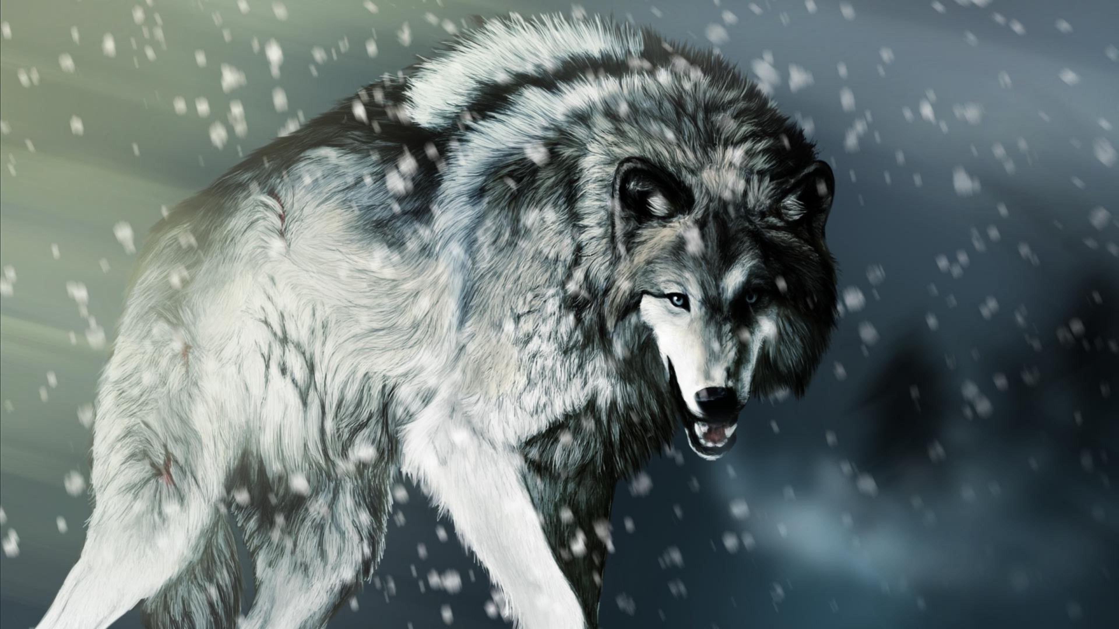 3840x2160 4K Wolf Wallpaper. Wolf wallpaper, Ice wolf wallpaper, Wolf artwork