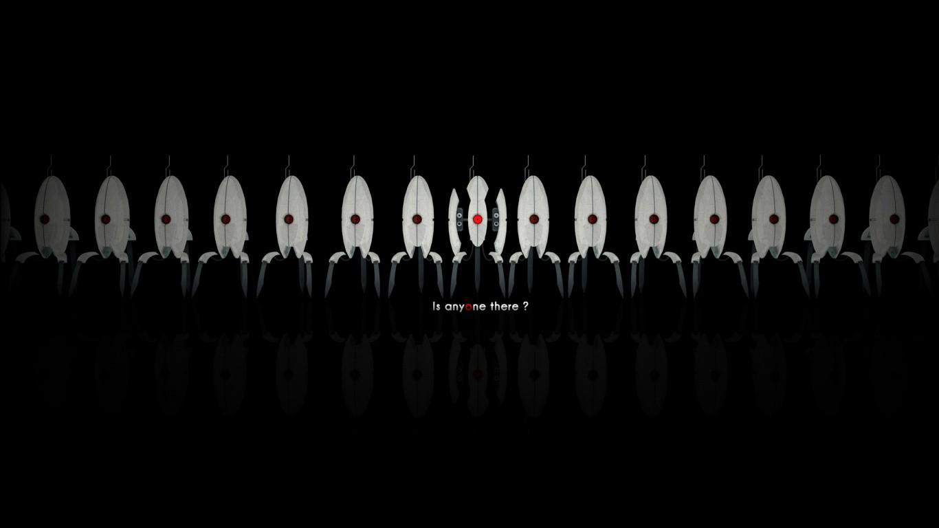 1366x768 HD desktop wallpaper: Dark, Portal, Video Game, Portal (Video Game), Minimalist download free picture