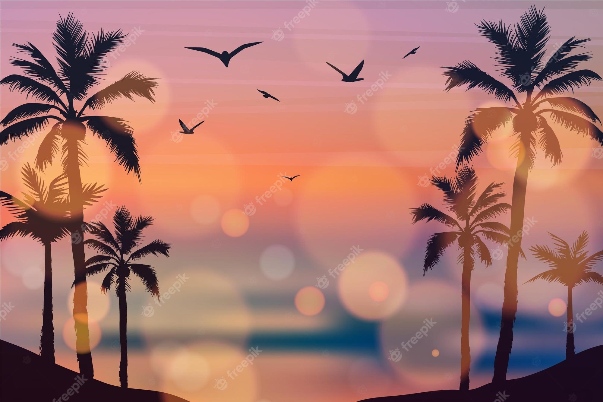 2000x1333 Premium Vector. Minimalist sunset sea aesthetic desktop wallpaper
