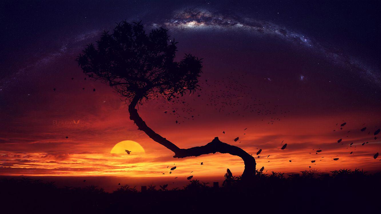 1333x750 Wallpaper Digital Art, Art, Life Must go On, Tree, Artist, Background Free Image