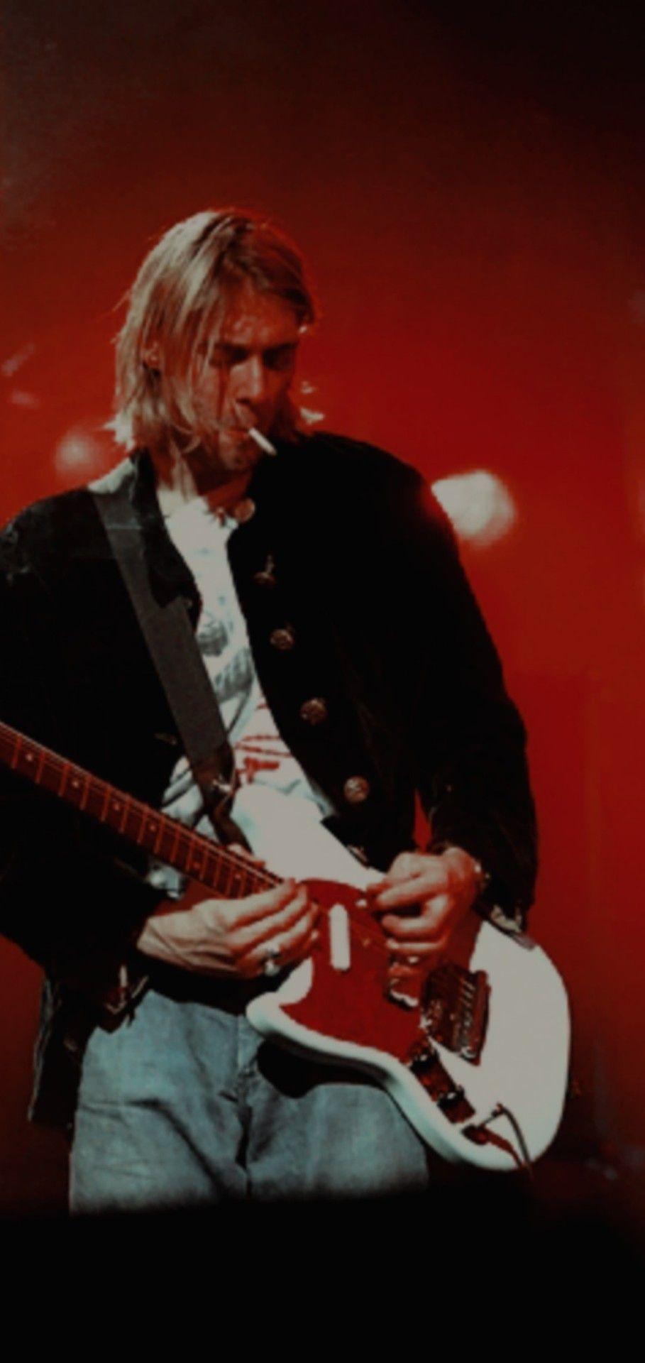 909x1920 Kurt Cobain Guitar Tumblr Wallpaper