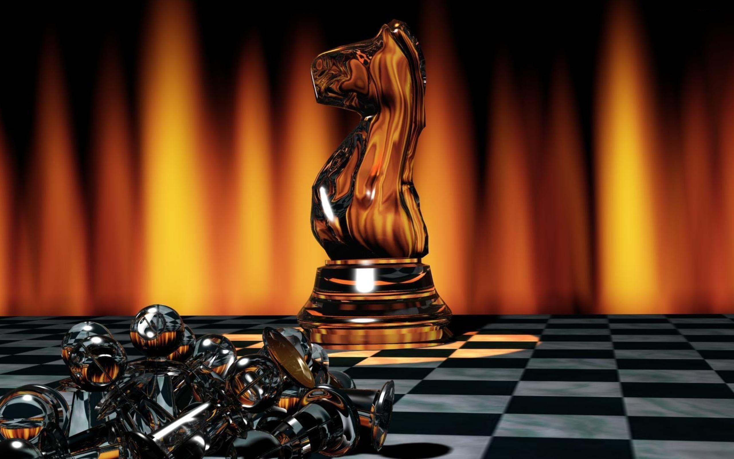 Tumbling Chess Knight In 3d Background, Chess King, Checkmate