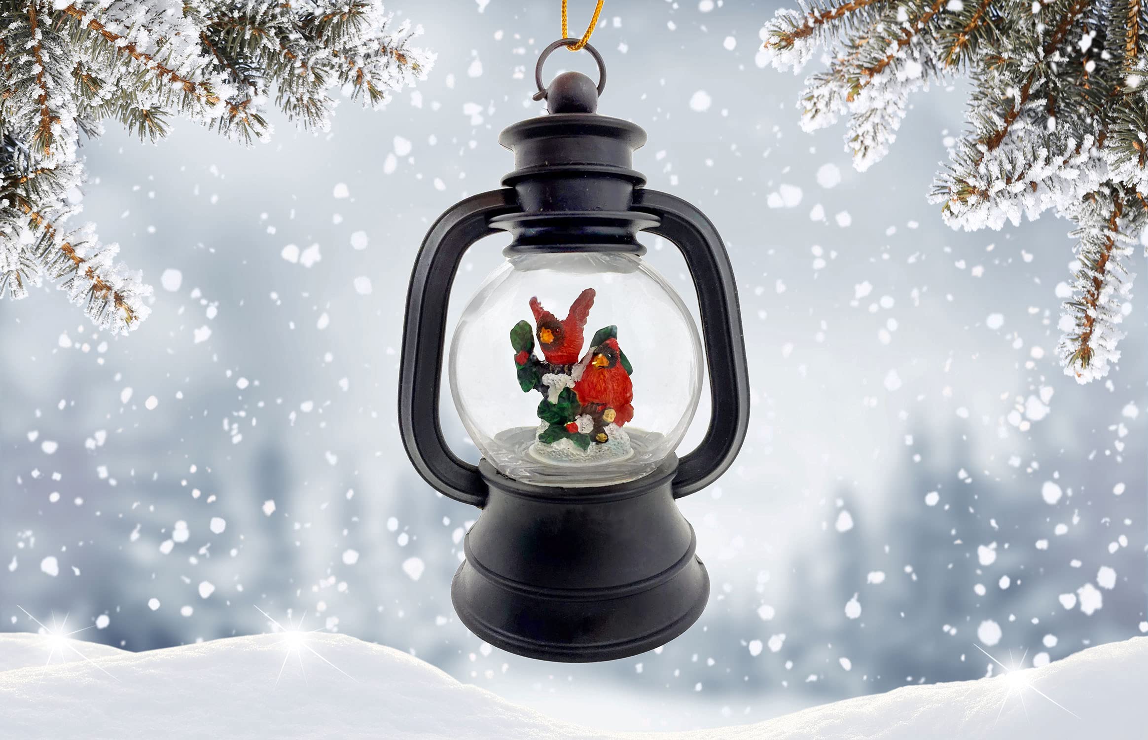 2328x1500 The San Francisco Music Box Company Cardinals Antique Lantern Globe Christmas Ornament : Home & Kitchen