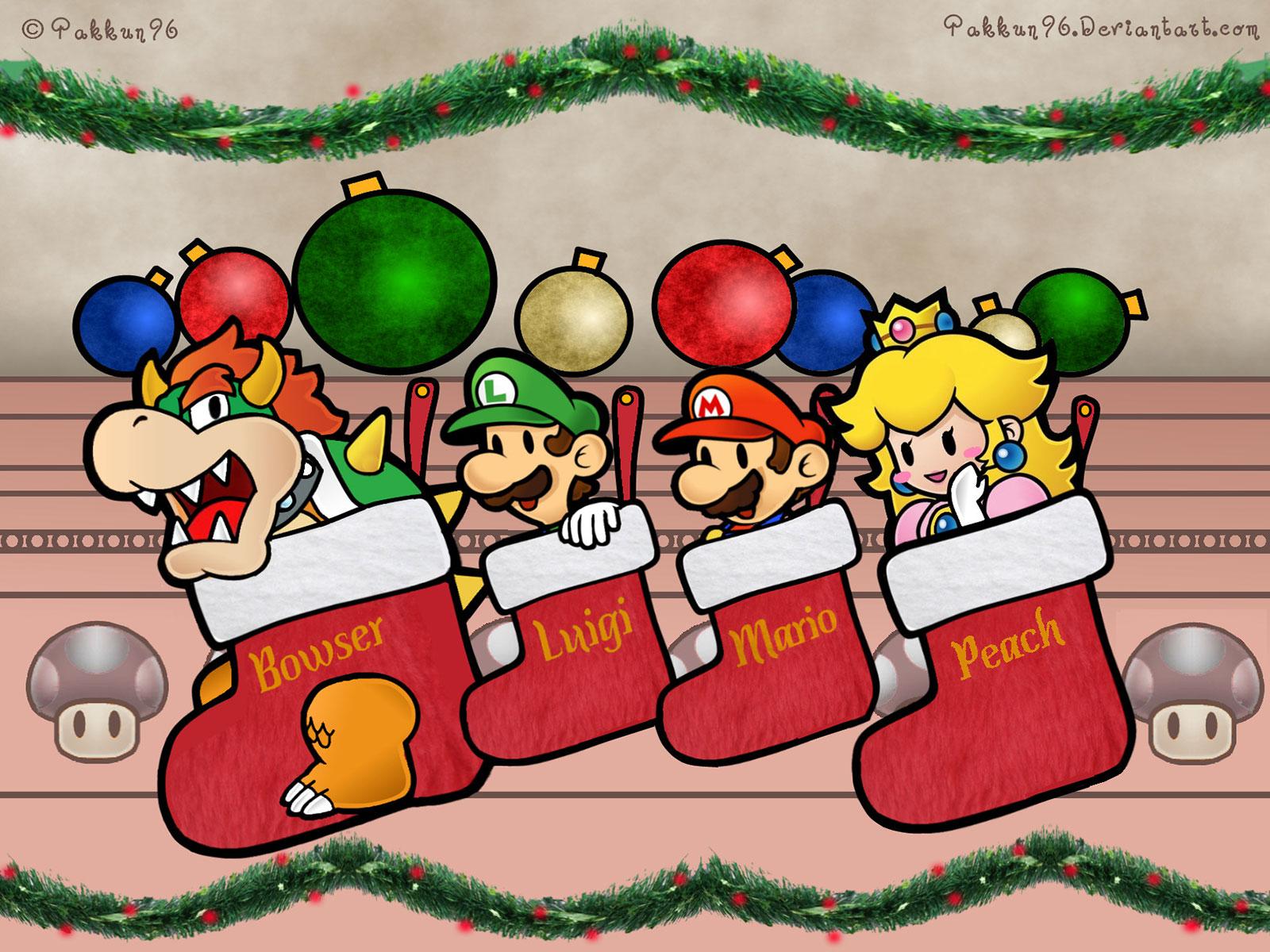 1600x1200 Mobile wallpaper: Paper Mario, Luigi, Bowser, Princess Peach, Mario, Christmas, Video Game, 276856 download the picture for free