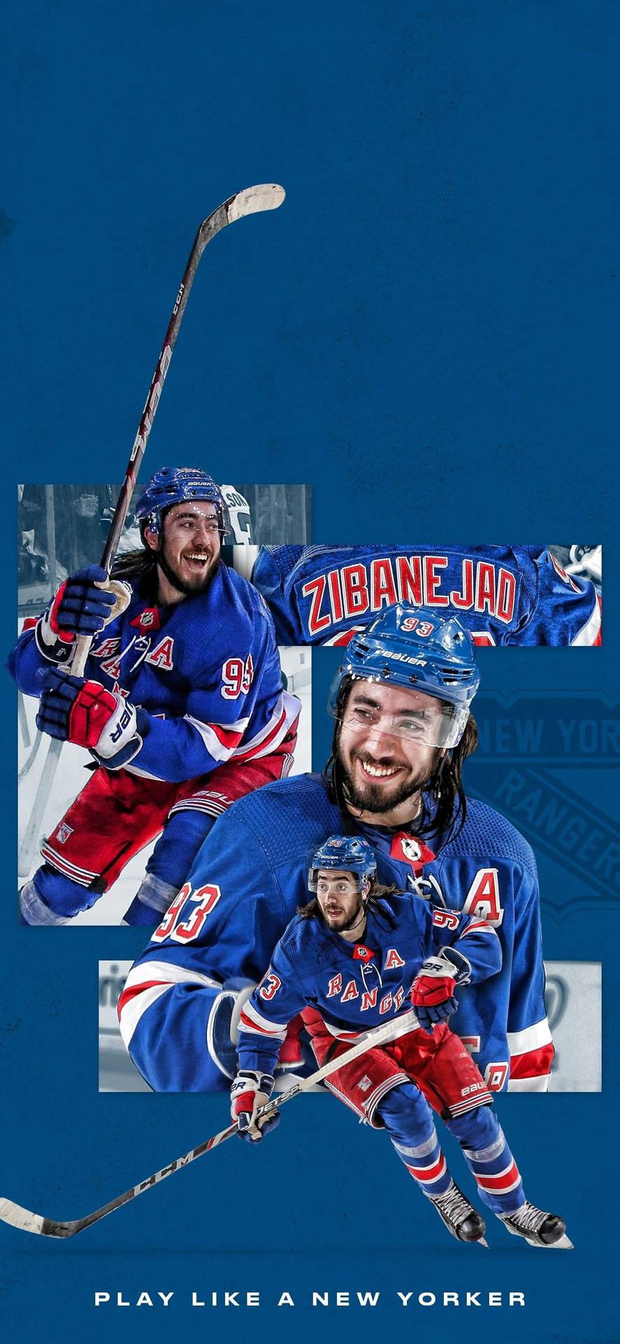 887x1920 Download Nhl New York Rangers No. 93 Mika Zibanejad Wallpaper