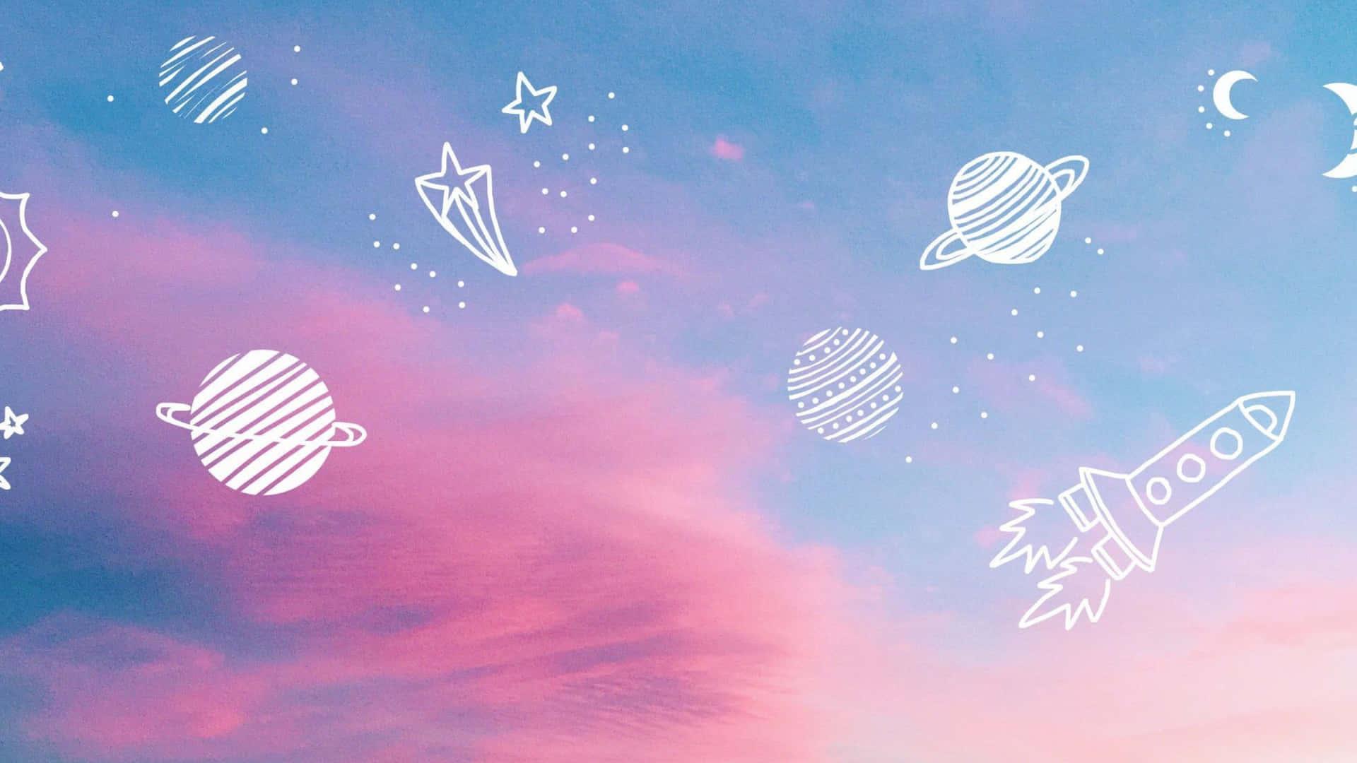 1920x1080 Download A Pink Sky With Spaceships And Stars