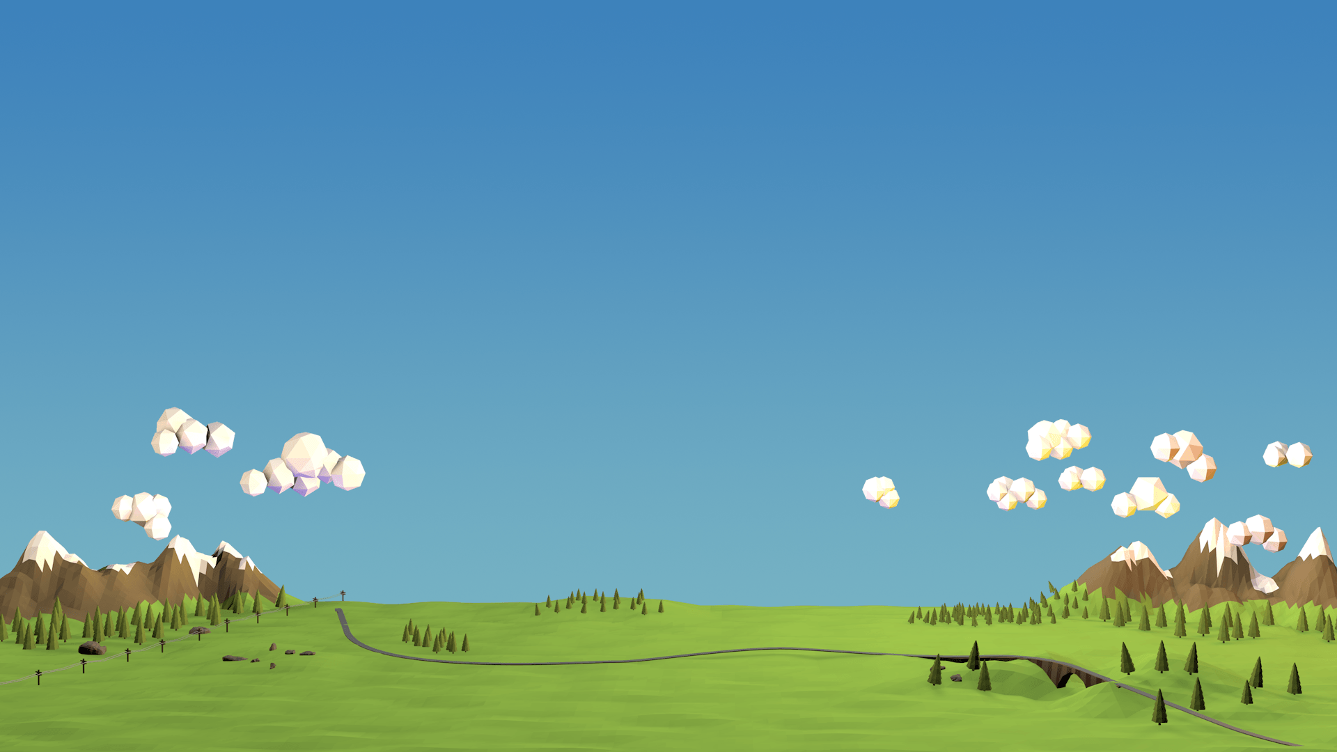 1920x1080 Cartoon Low Poly Landscape Wallpaper I