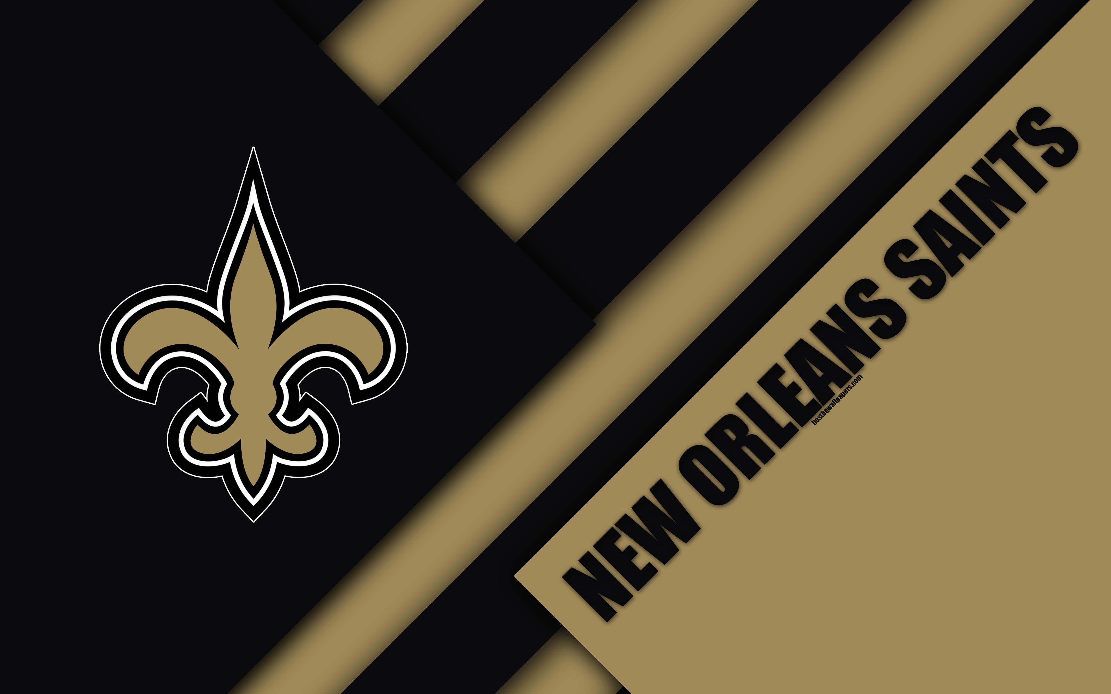 3840x2400 Download wallpaper New Orleans Saints, 4k, logo, NFC South, NFL, black brown abstraction, material design, American football, New Orleans, Louisiana, USA, National Football League for desktop with resolution 3840x2400. High Quality HD