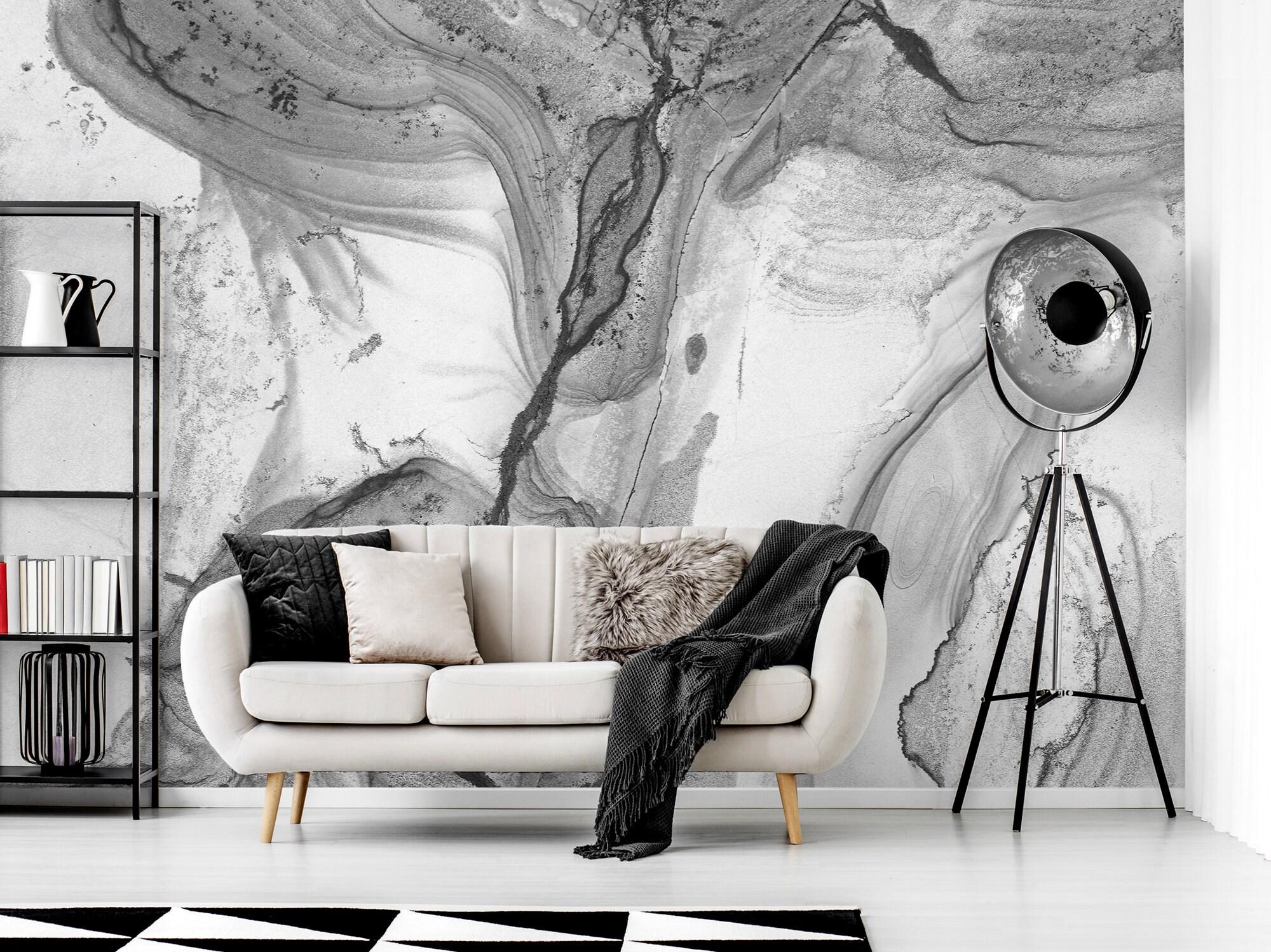 2000x1498 Grayscale Abstract Marble Wallpaper Self Adhesive Peel