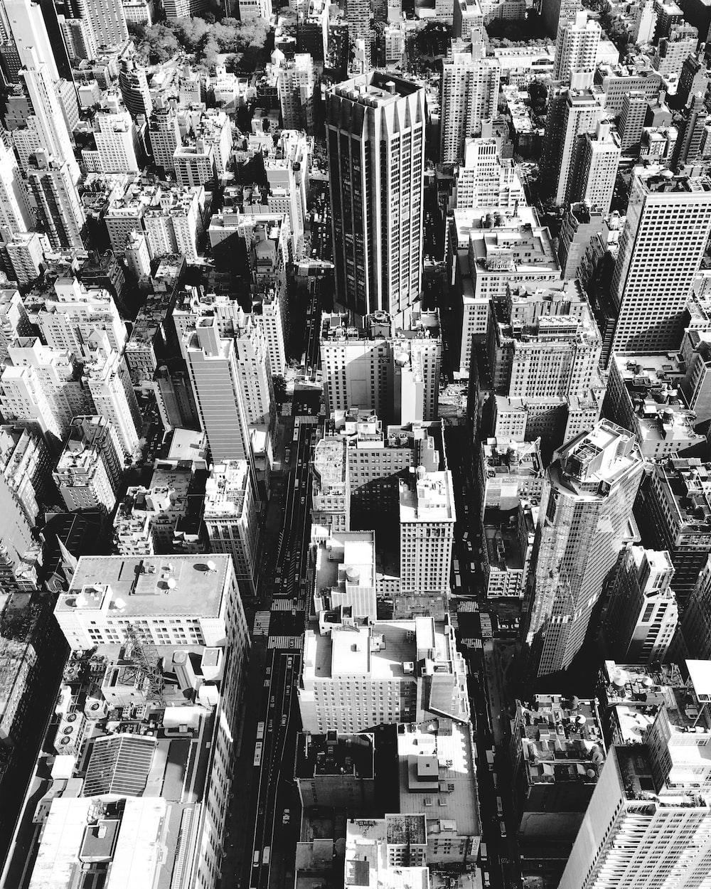 1000x1250 Aerial grayscale photography of buildings photo